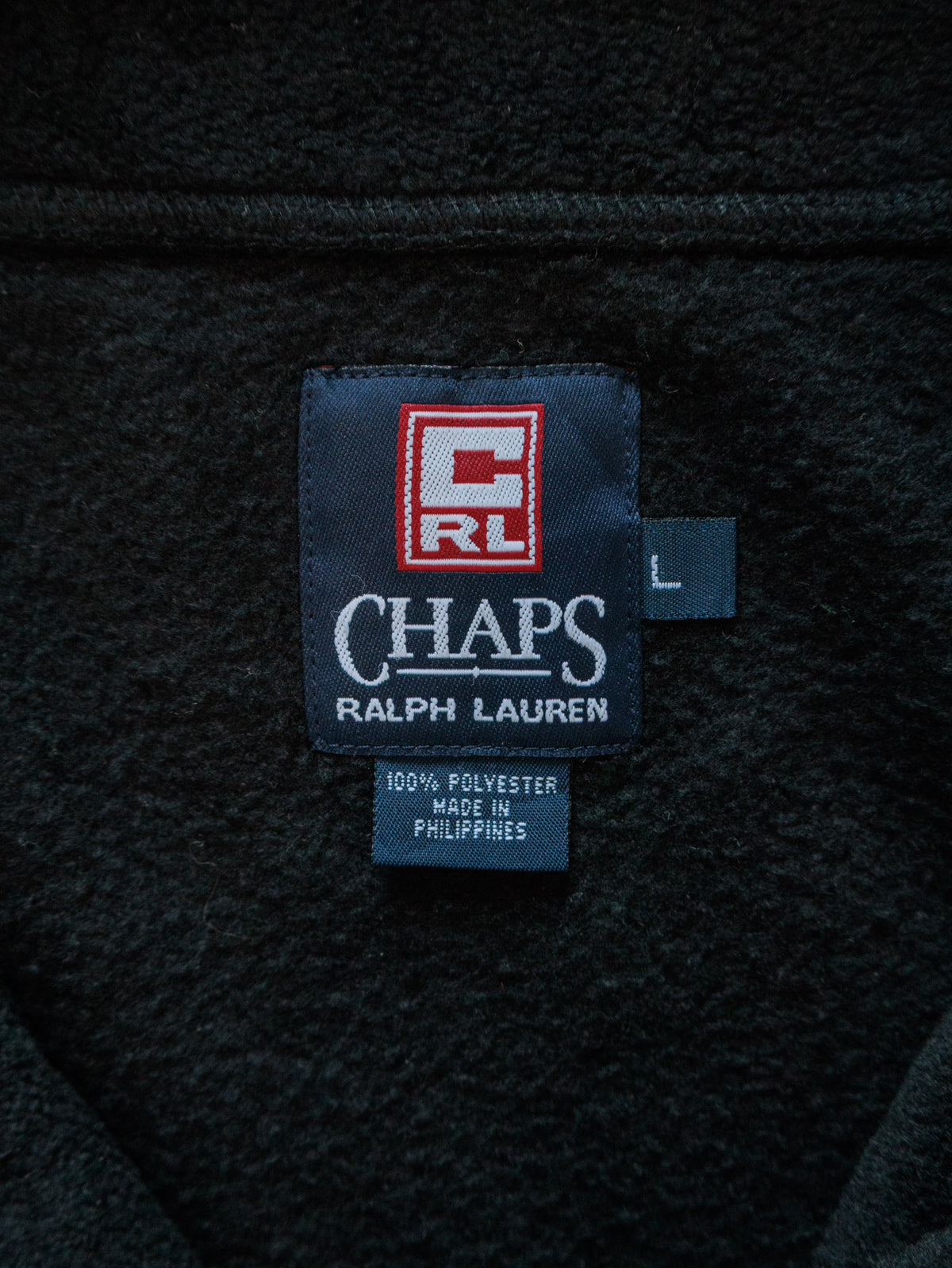 Vintage 00s Black Chaps Ralph Lauren Fleece Quarter Zip (L)