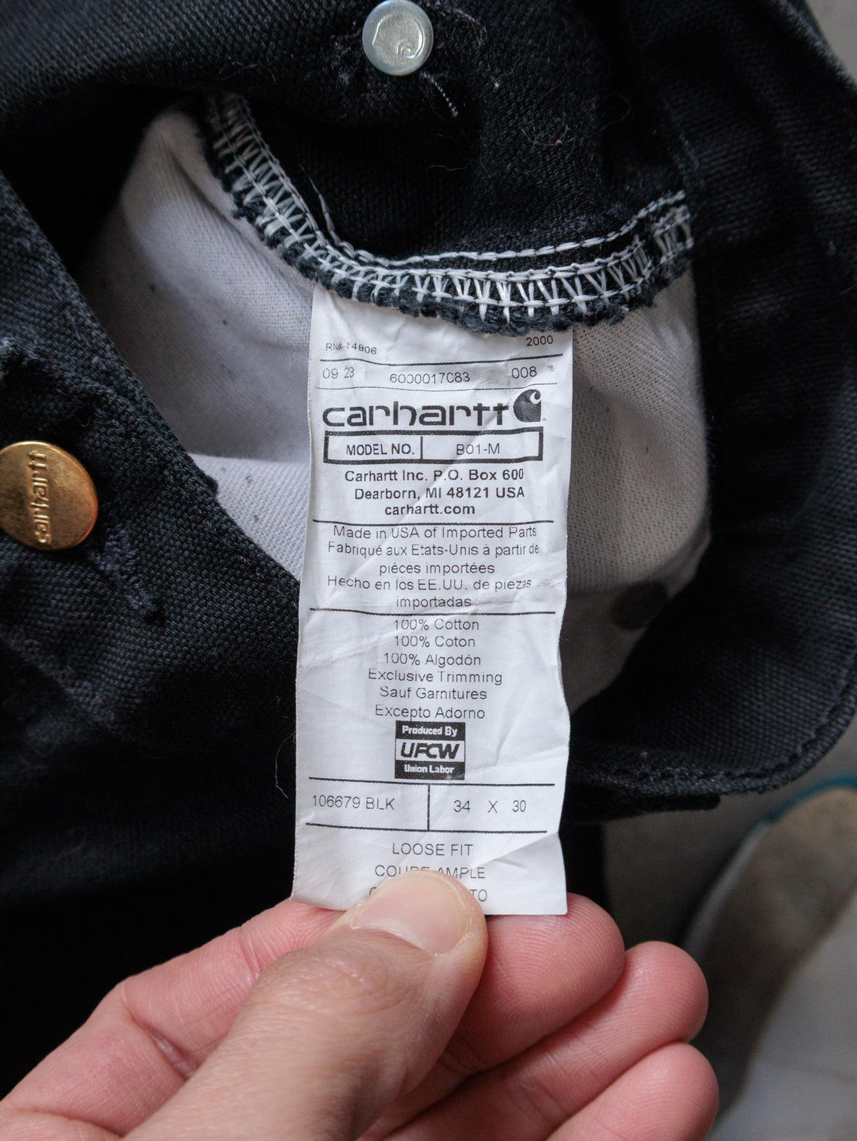 Vintage Black Carhartt Double Knee Carpenter Pants (W34)