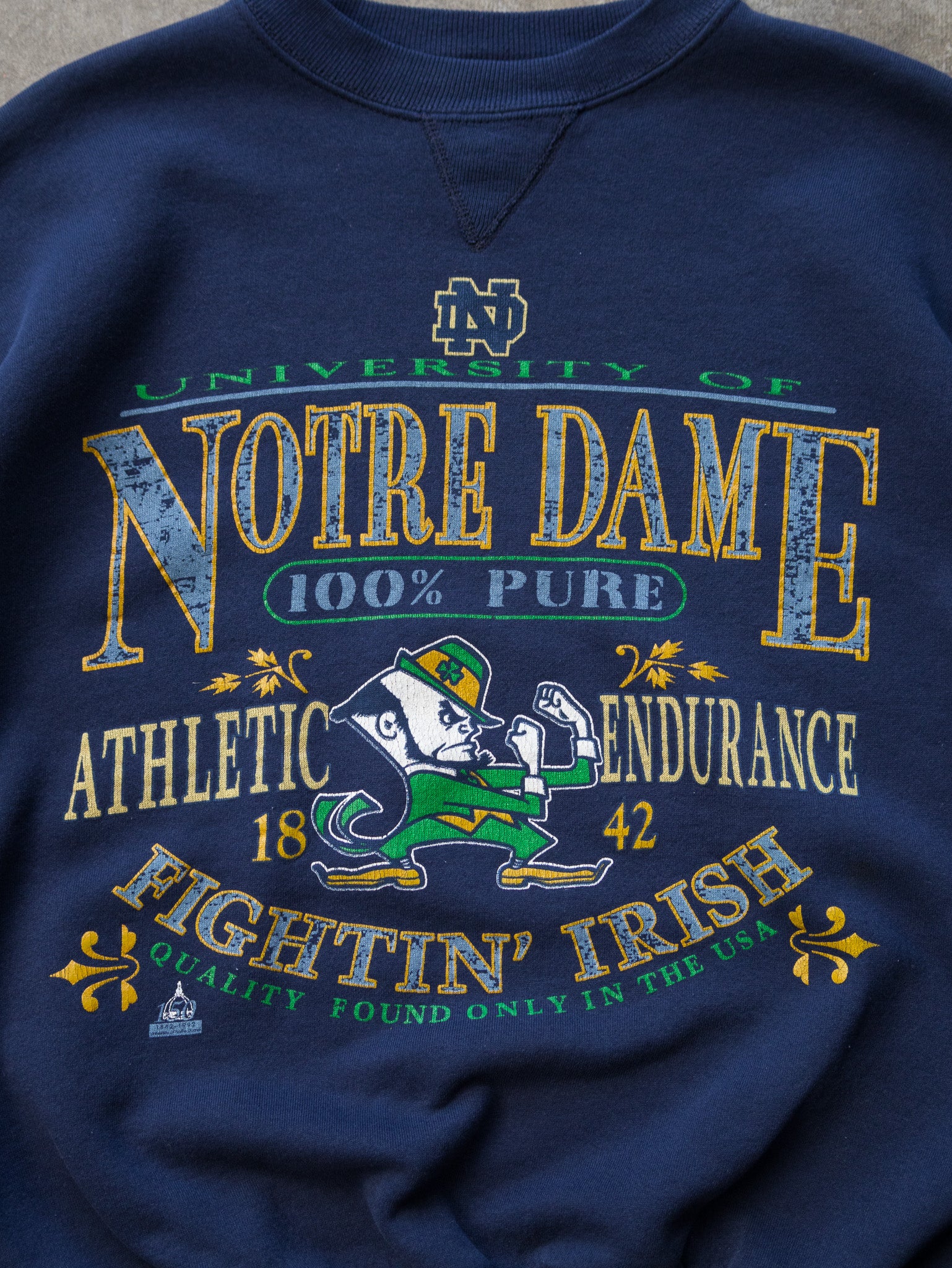 Vintage 90s Navy Notre Dame Fighting Irish Sweatshirt (XL)