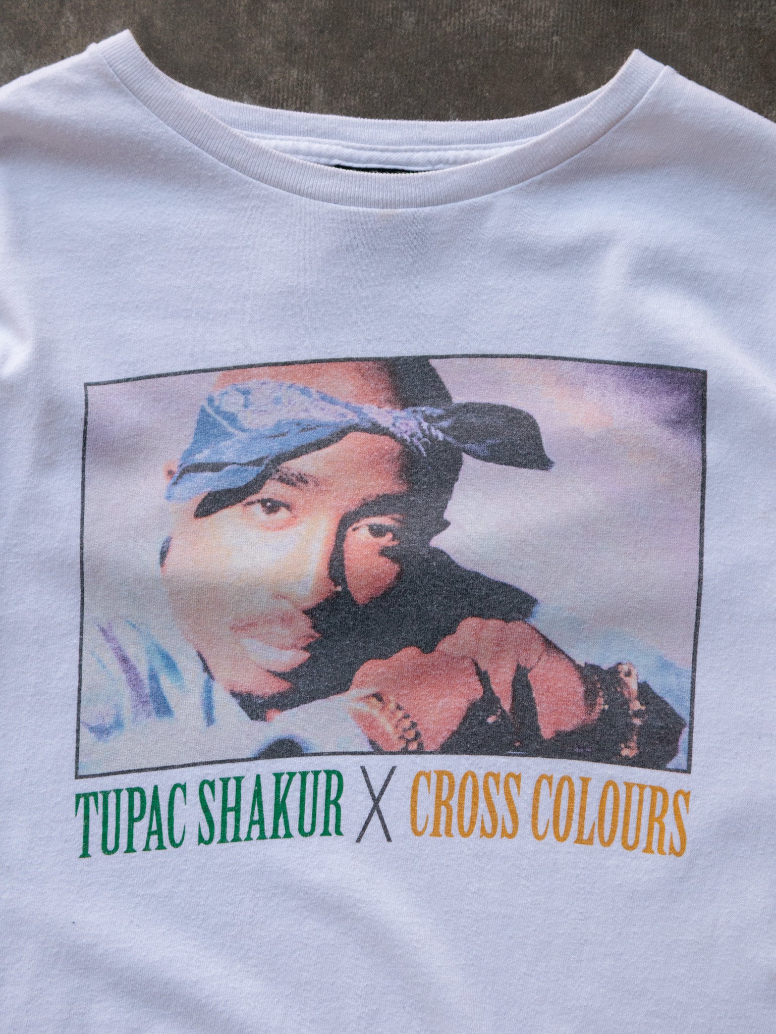 Vintage White Tupac Shakur X Cross Colours Tee (L)