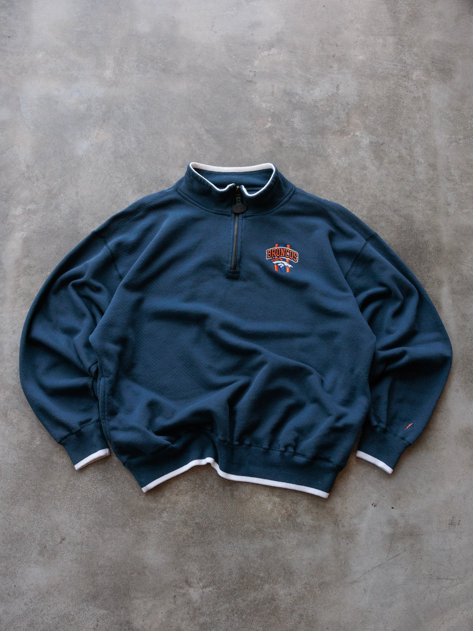 Vintage 00s Navy Denver Broncos Quarter Zip Sweatshirt (XL)