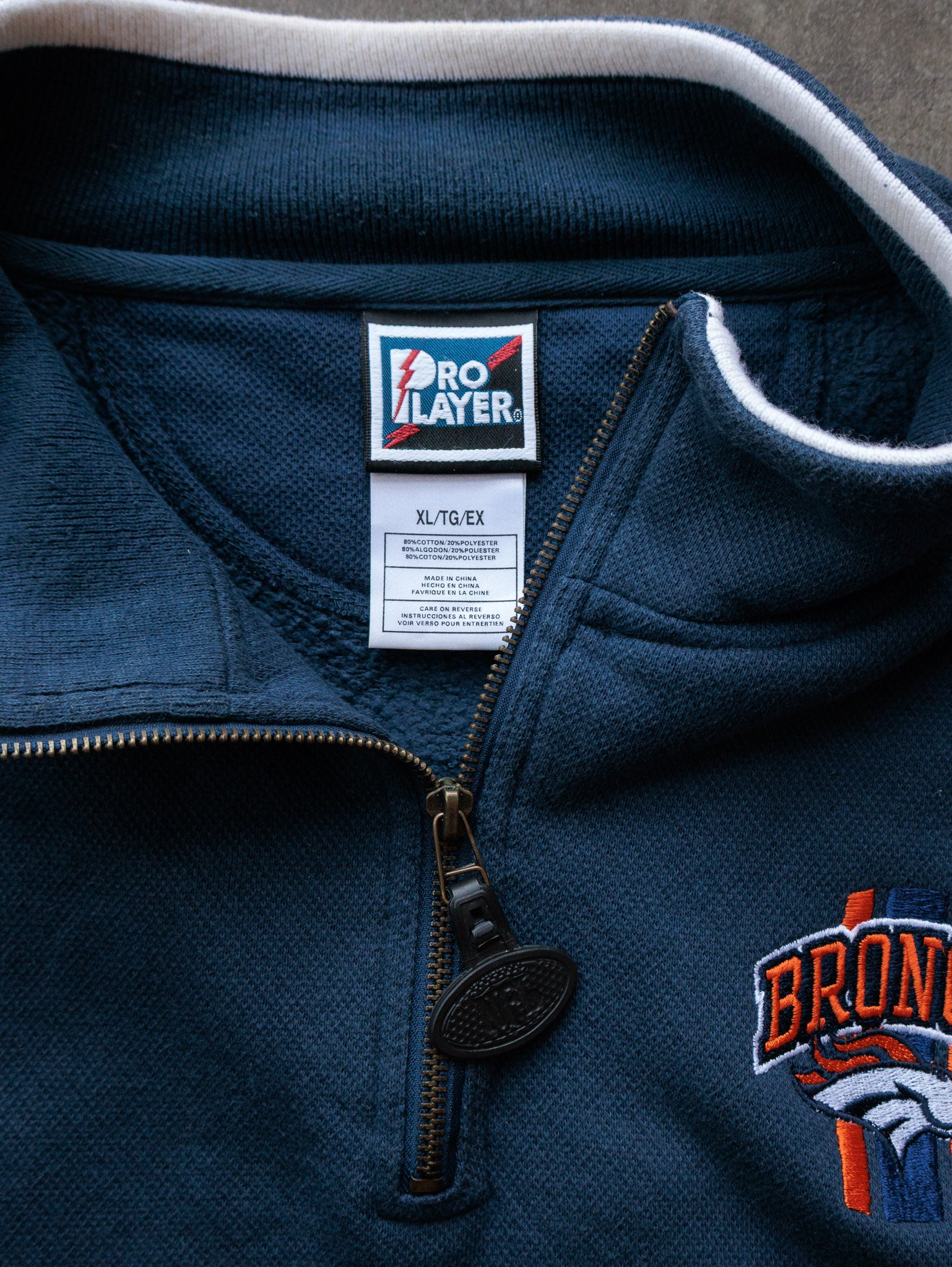 Vintage 00s Navy Denver Broncos Quarter Zip Sweatshirt (XL)
