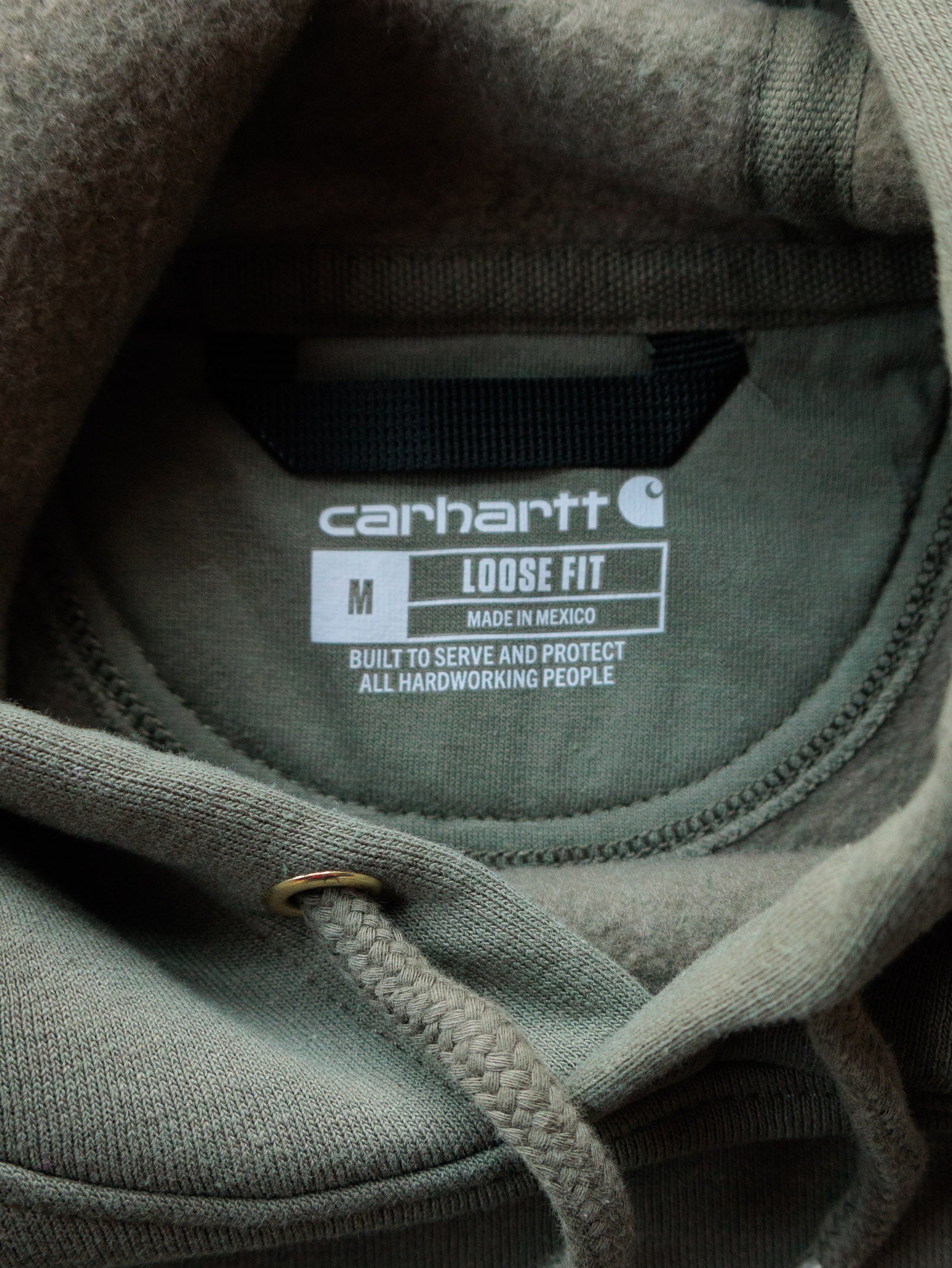 Vintage Green Carhartt Sleeve Spell Out Hoodie (M)
