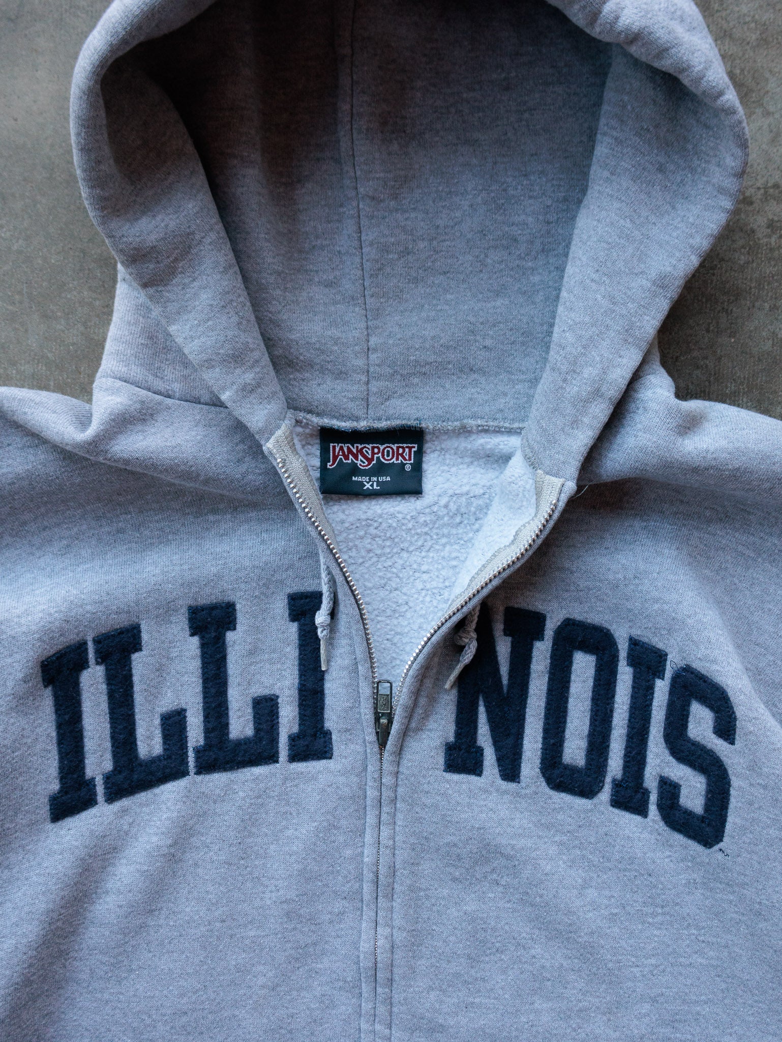 Vintage 90s Grey Illinois Zip Hoodie (XL)