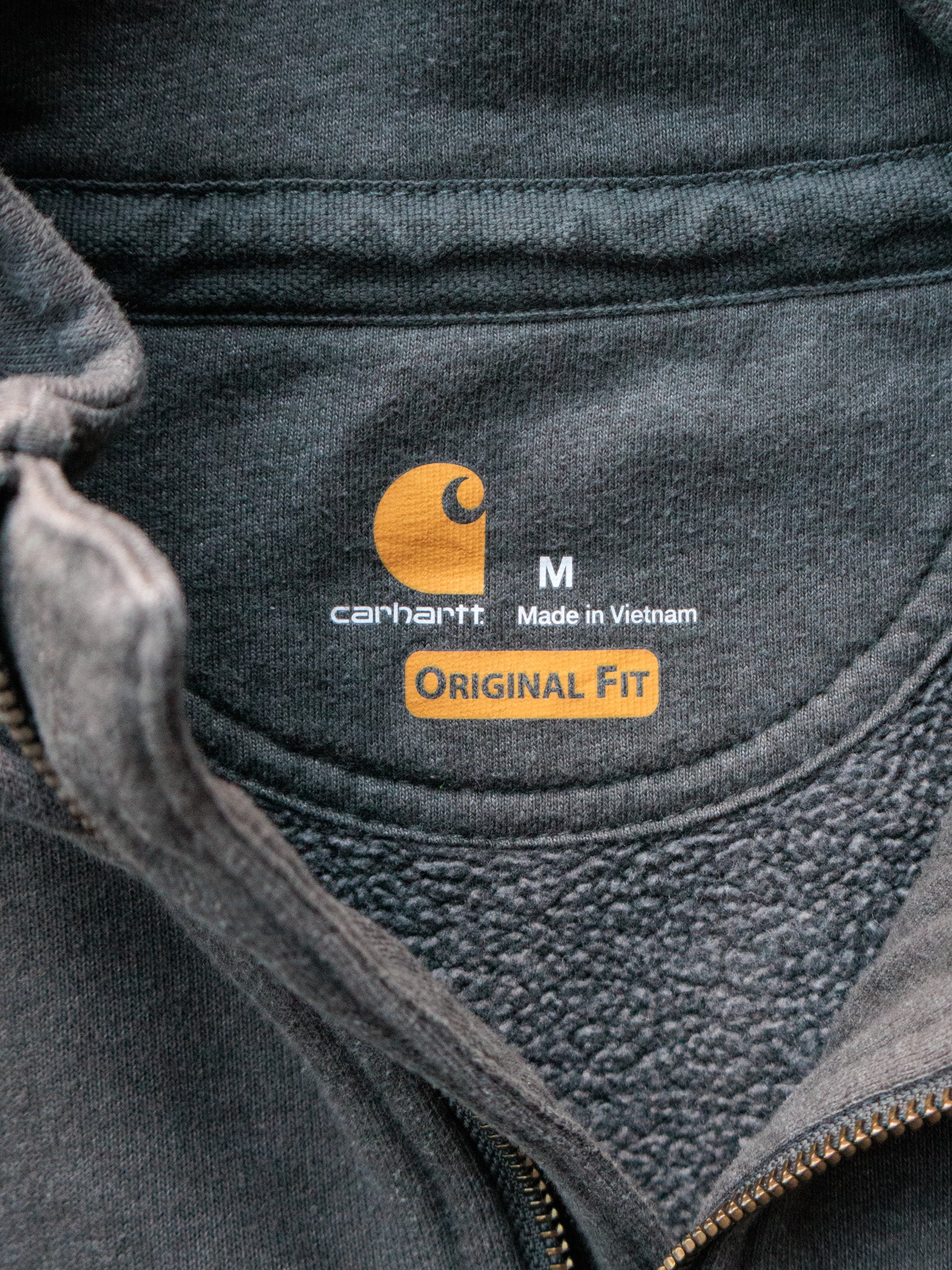 Vintage Grey Carhartt Quarter Zip Hoodie (M)