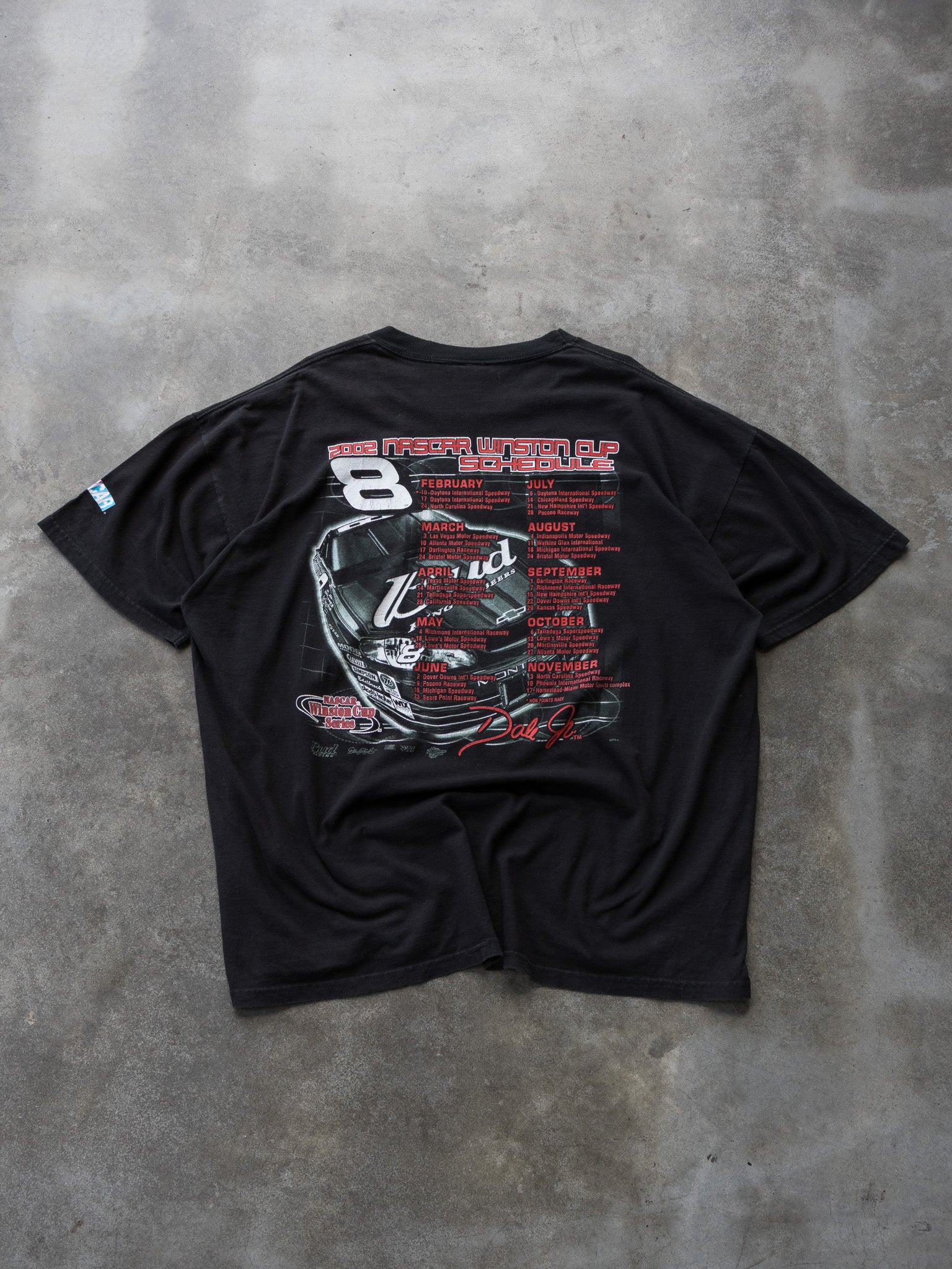 Vintage 2002 NASCAR Dale Earnhardt Jr. #8 Winston Cup Schedule Tee (2XL)