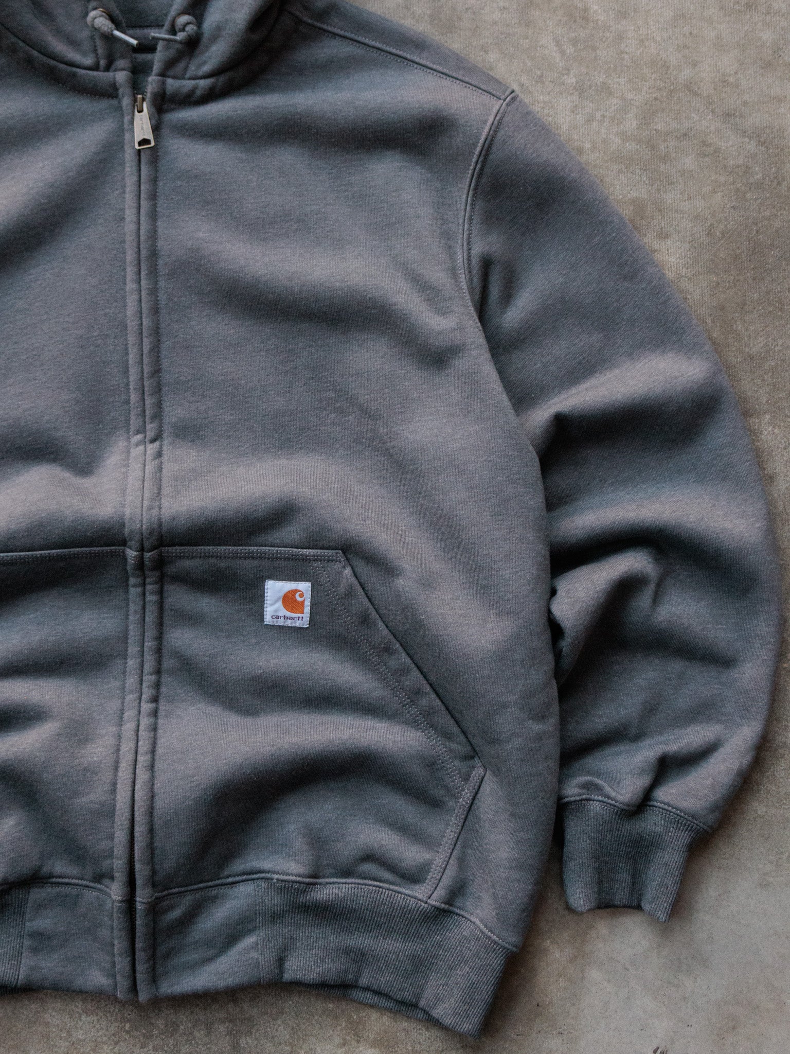 Vintage Grey Carhartt Full Zip Hoodie (L)