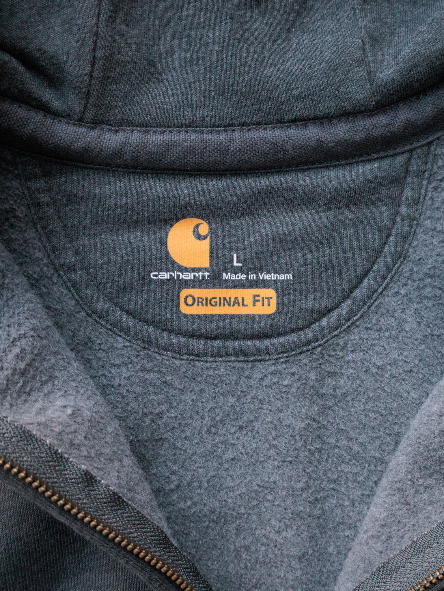 Vintage Grey Carhartt Full Zip Hoodie (L)