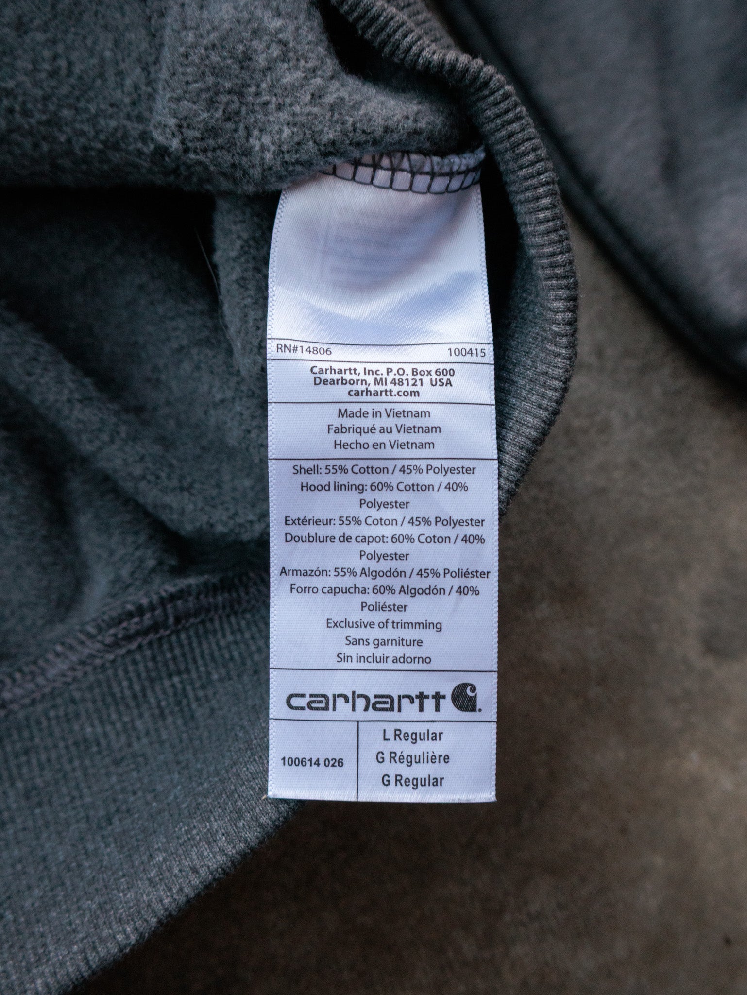 Vintage Grey Carhartt Full Zip Hoodie (L)
