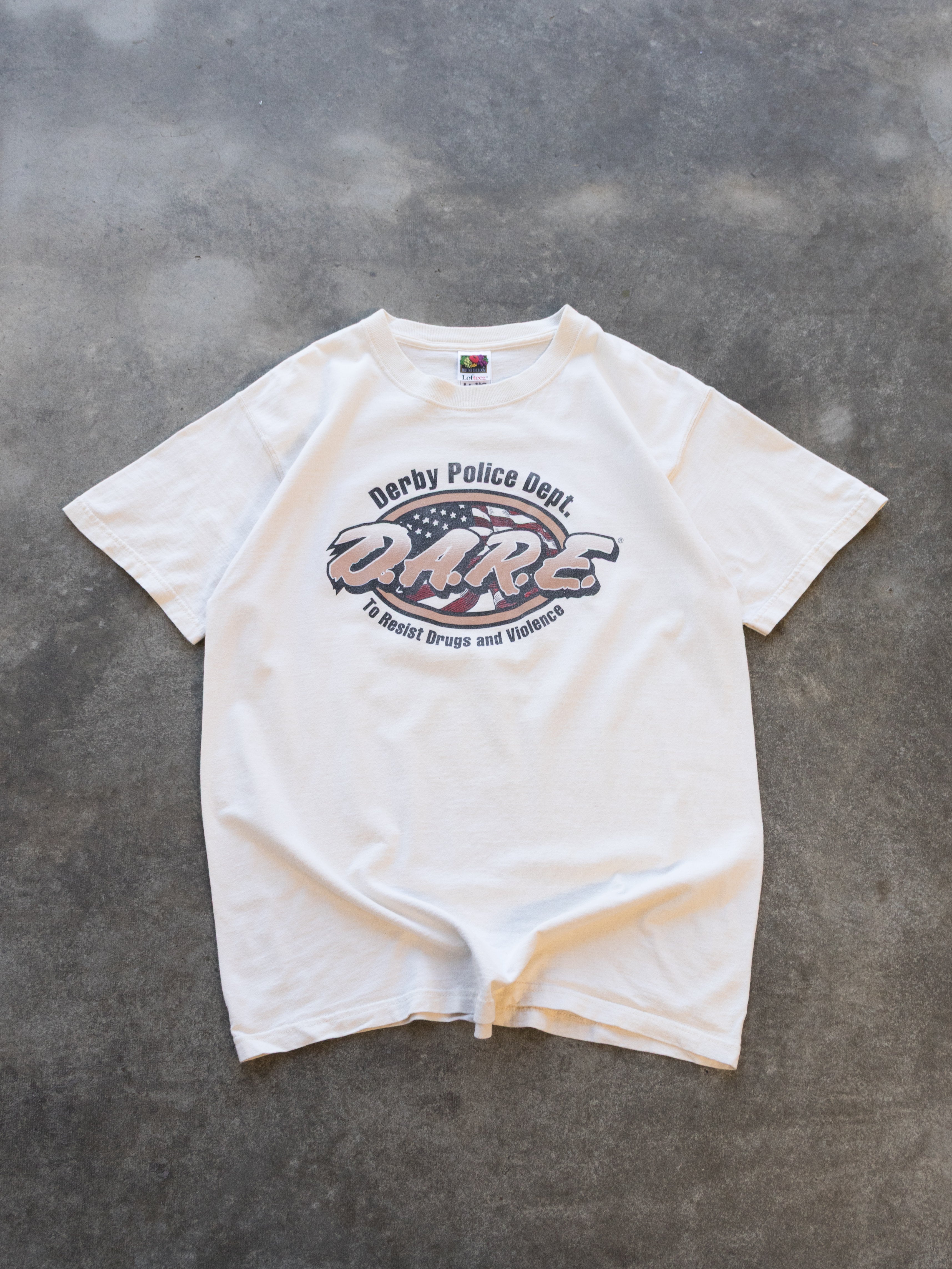 Vintage White DARE Derby Police Dept Tee (L)