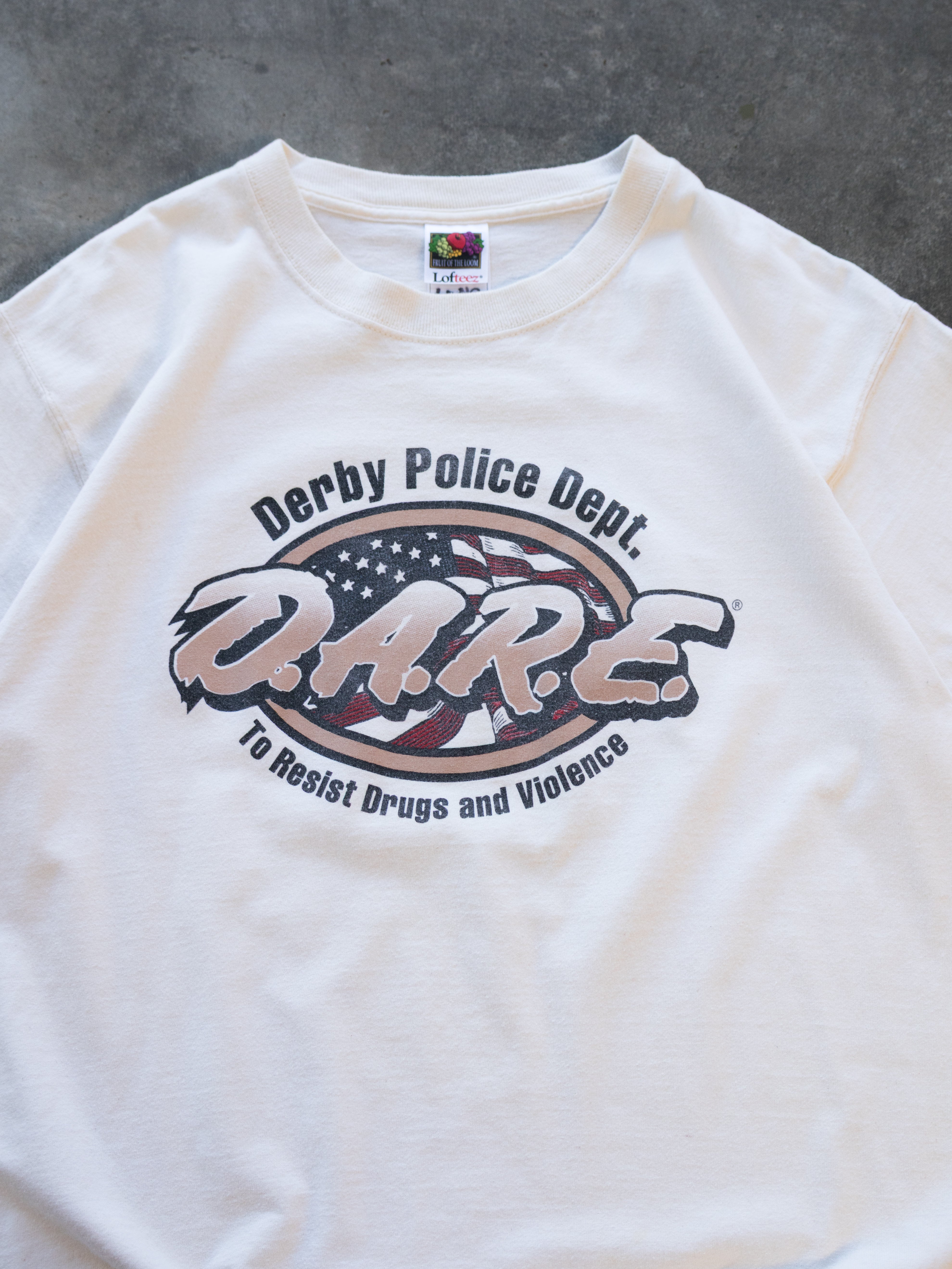 Vintage White DARE Derby Police Dept Tee (L)