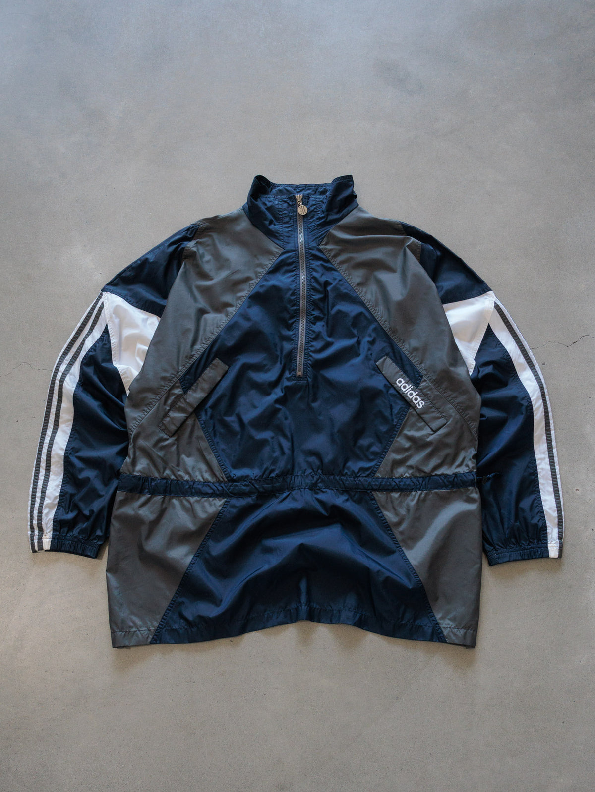 Vintage 90s Navy Adidas Colourblock Windbreaker (XL)