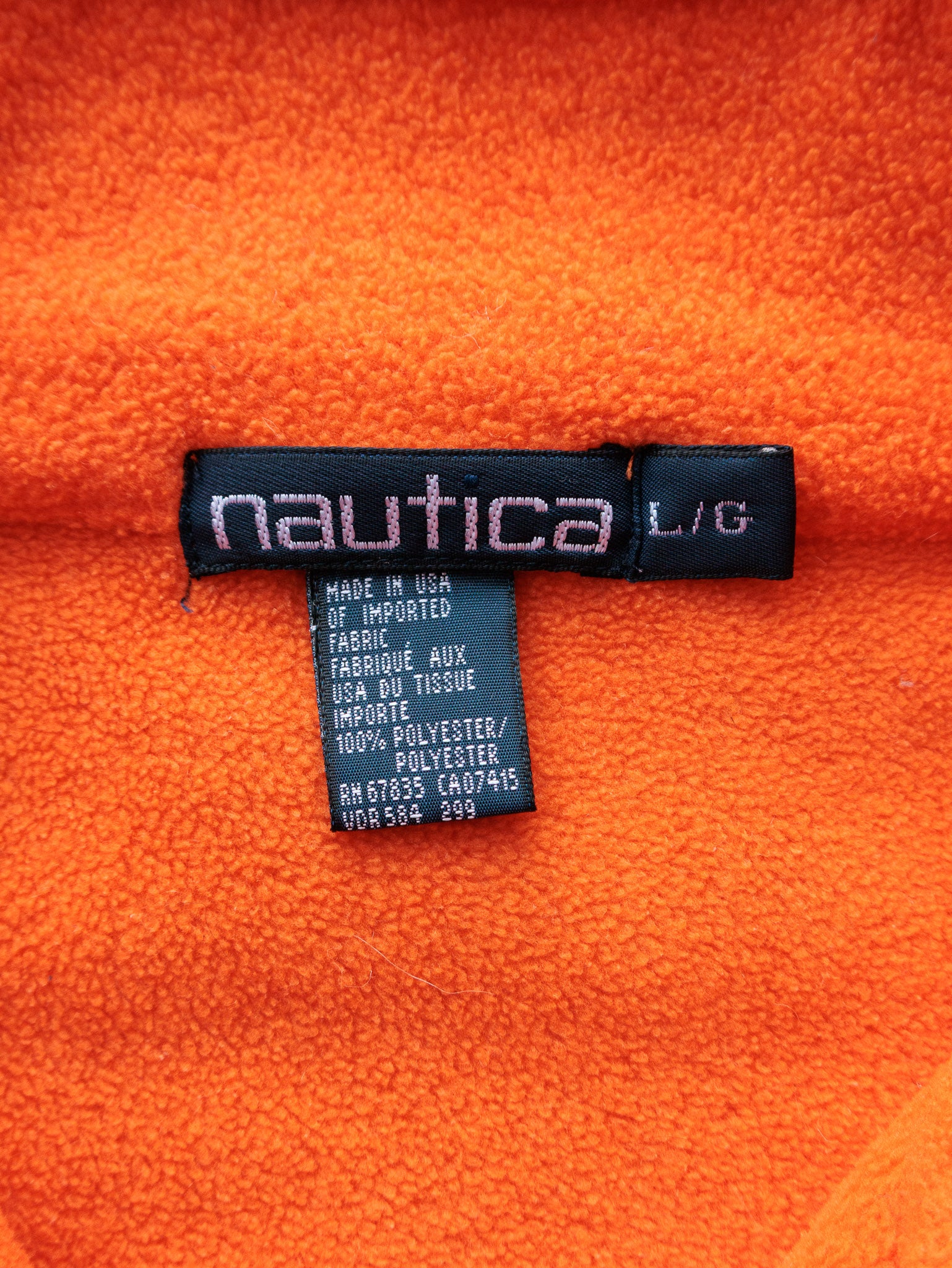 Vintage 90s Orange Nautica Fleece Quarter Zip Sweatshirt (L)