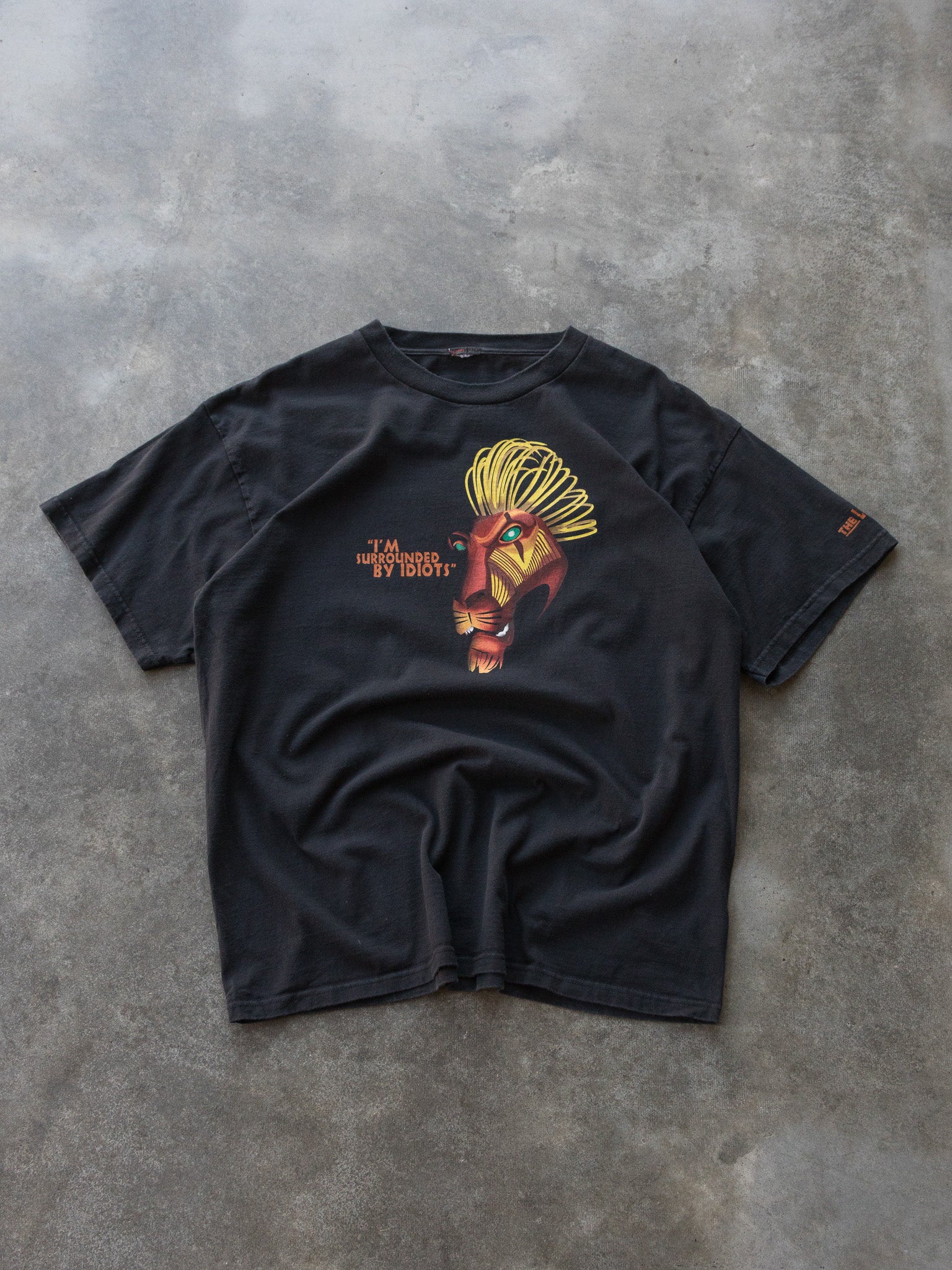 Vintage 90s Black Lion King Scar I'm Surrounded By Idiots Tee (L)