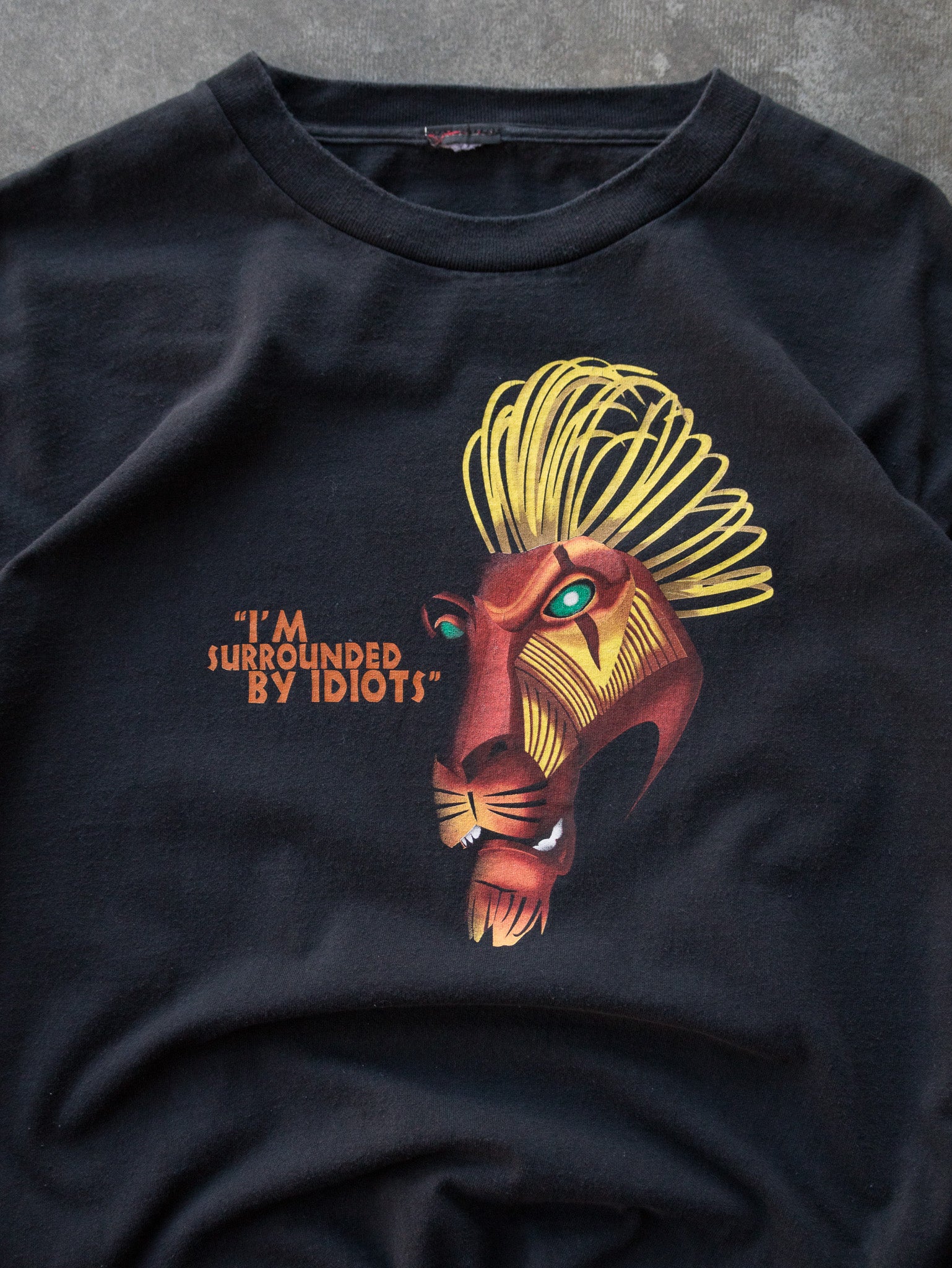 Vintage 90s Black Lion King Scar I'm Surrounded By Idiots Tee (L)