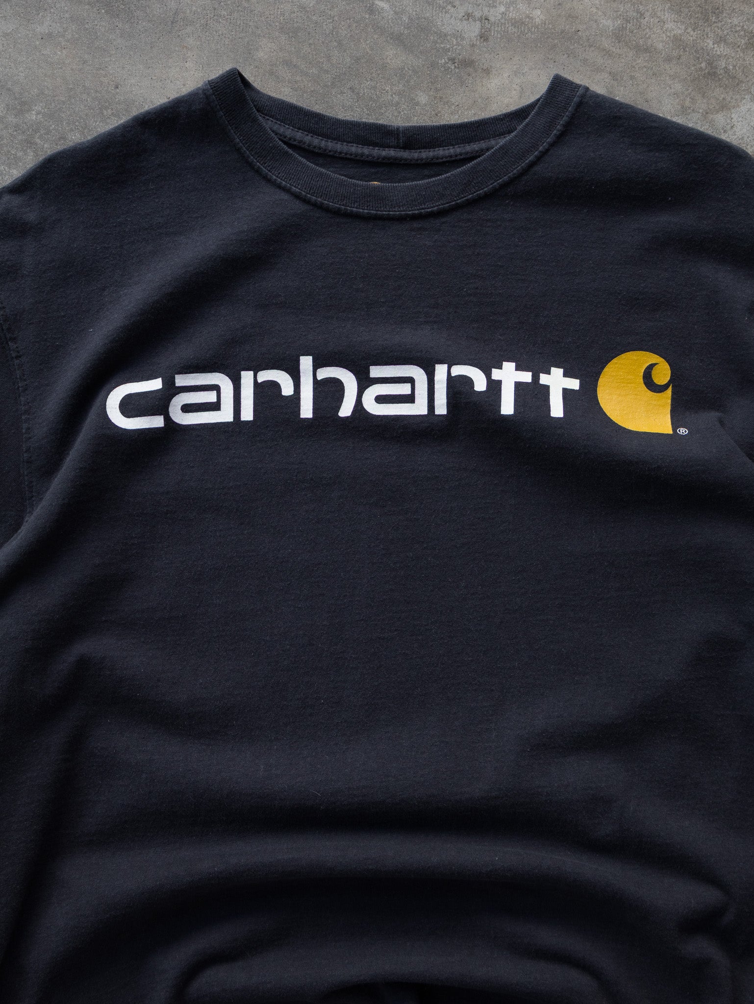 Vintage Navy Carhartt Spell Out Long Sleeve (L)