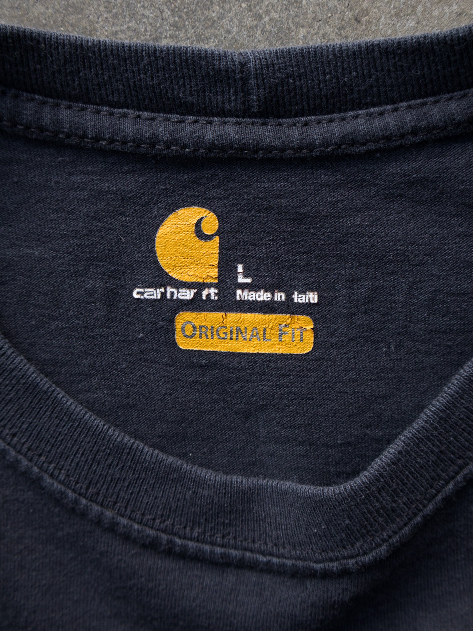 Vintage Navy Carhartt Spell Out Long Sleeve (L)