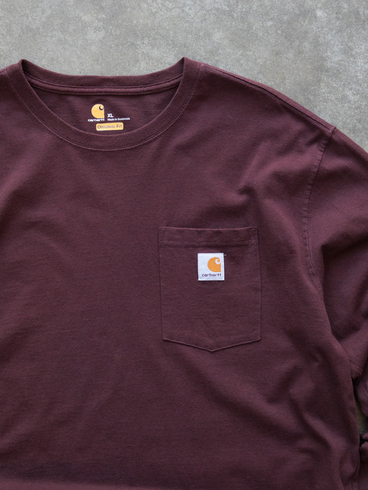 Vintage Maroon Carhartt Pocket Long Sleeve (XL)