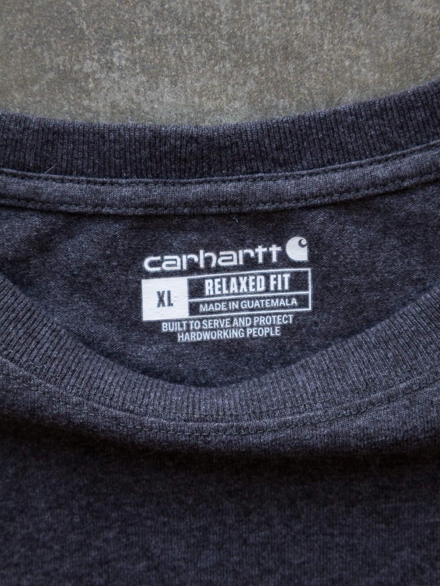 Vintage Charcoal Carhartt Graphic Long Sleeve (XL)