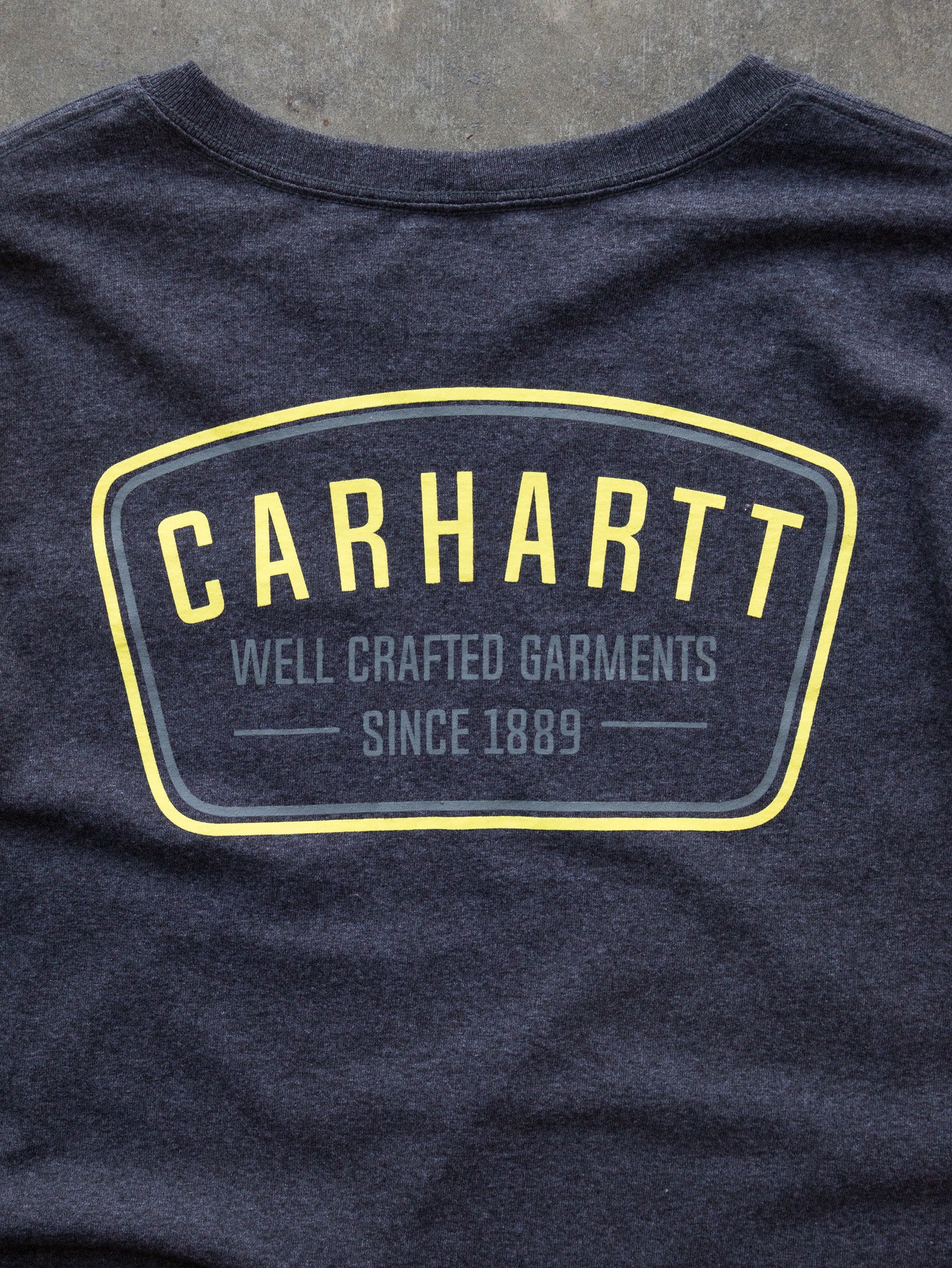 Vintage Charcoal Carhartt Graphic Long Sleeve (XL)