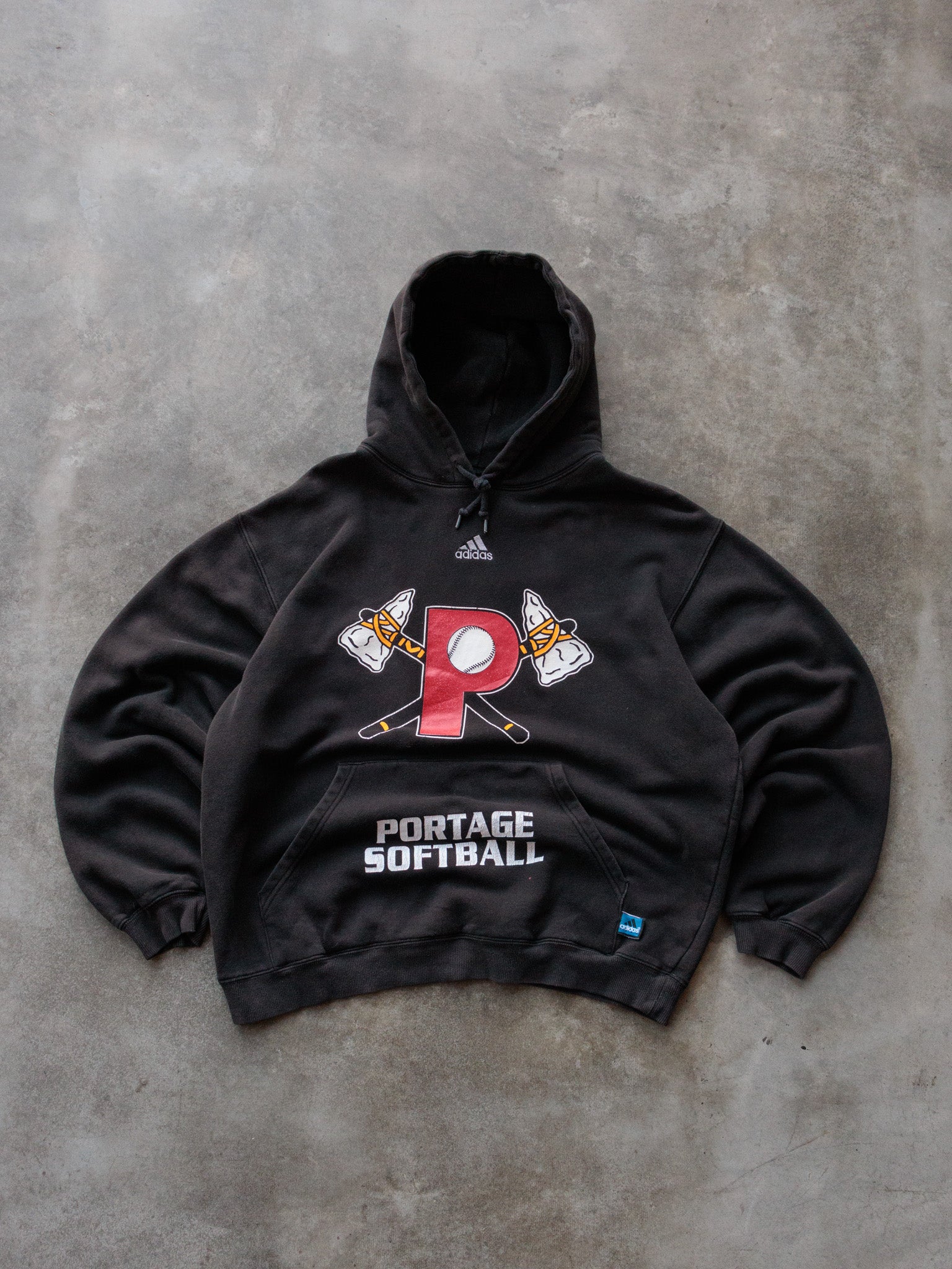 Vintage 00s Black Adidas Portage Softball Hoodie (M)