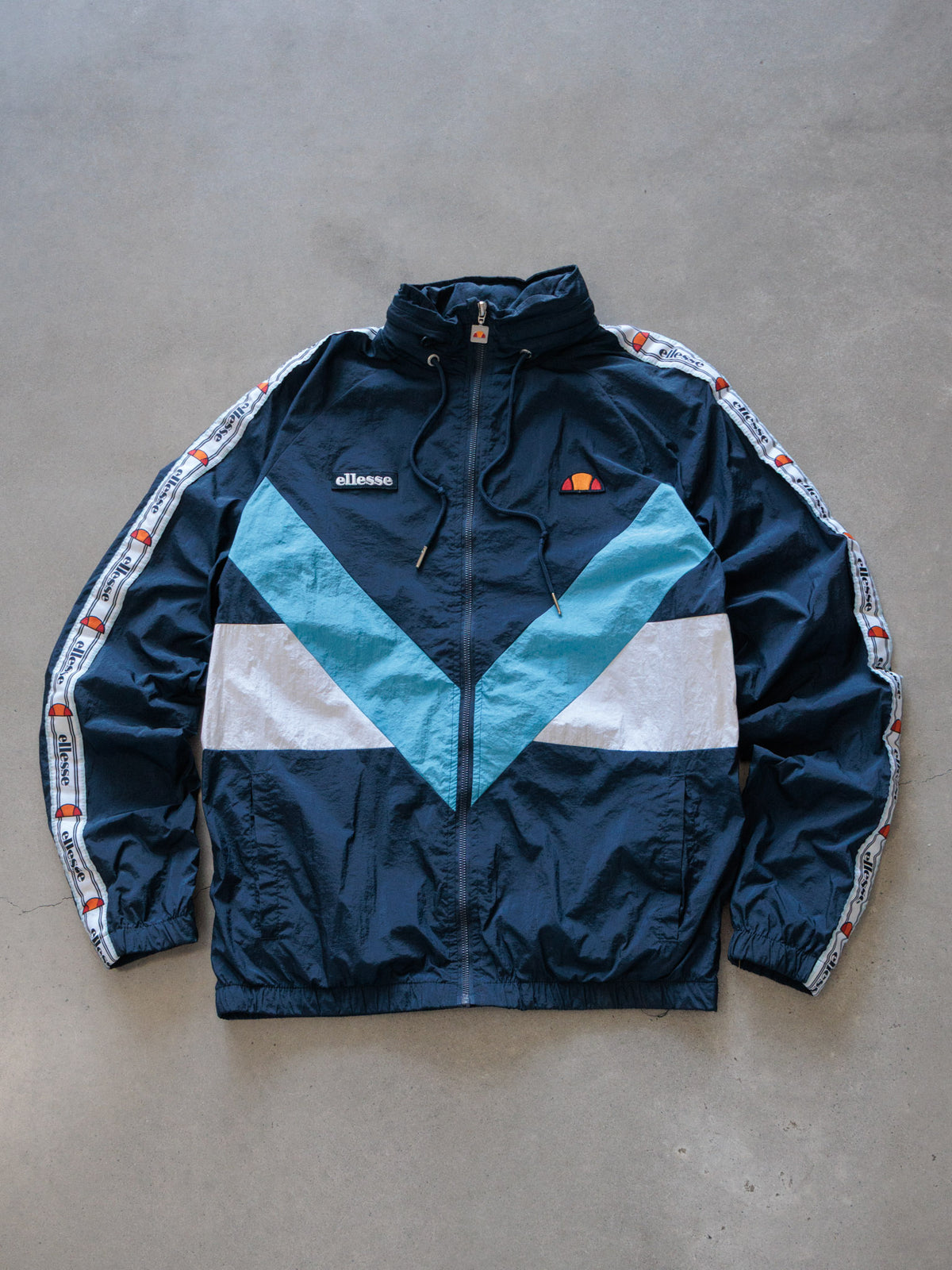 Vintage Navy Ellesse Colourblock Windbreaker (M)