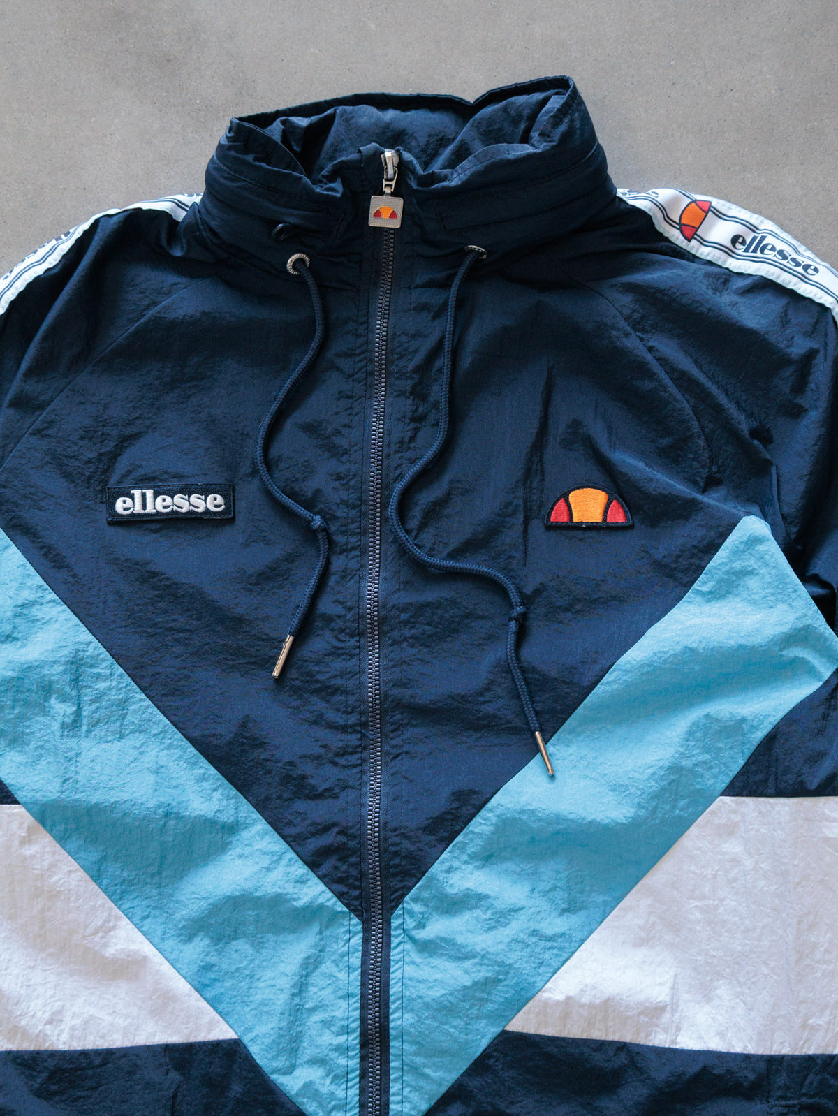 Vintage Navy Ellesse Colourblock Windbreaker (M)