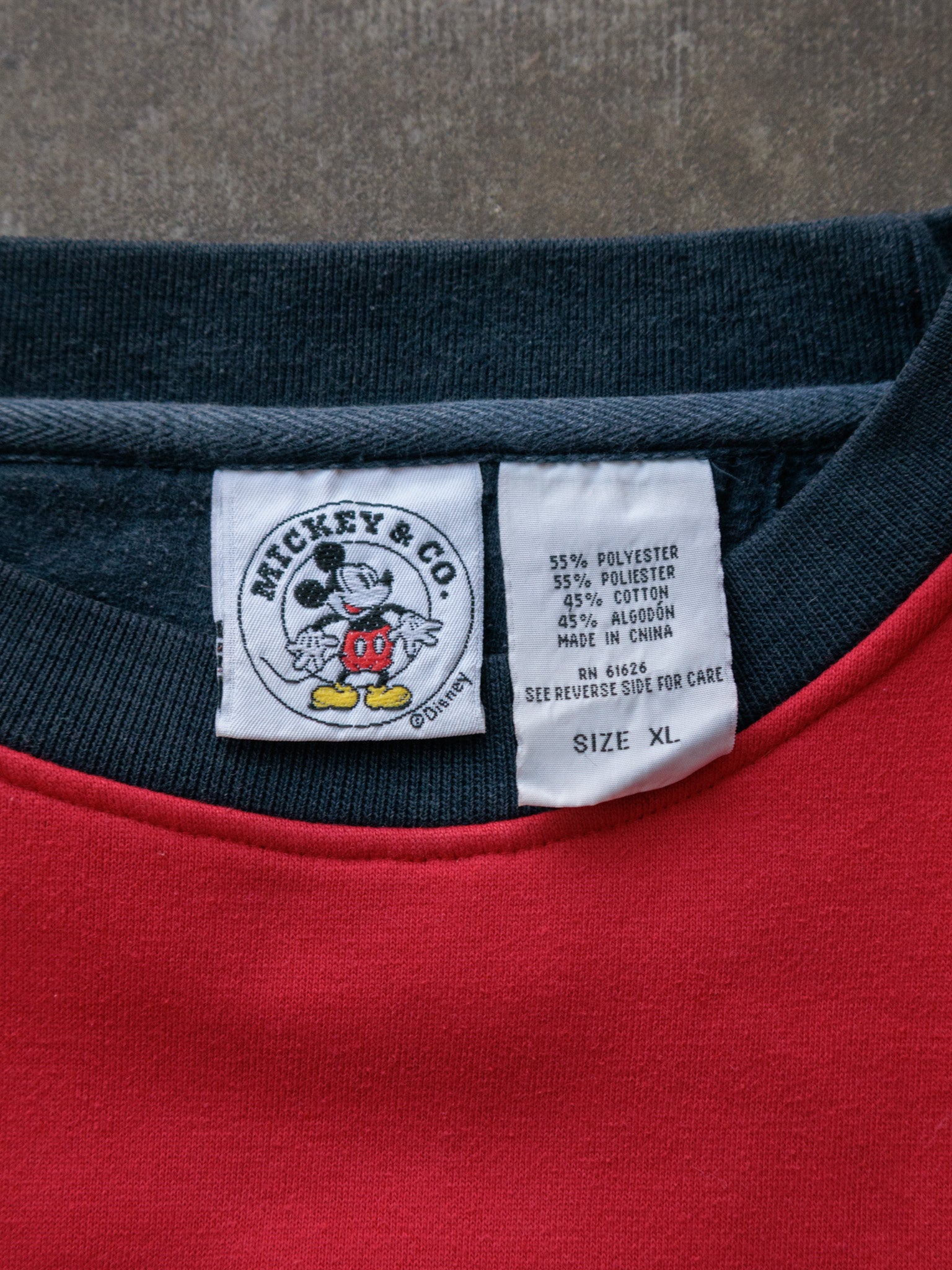 Vintage 90s Red Disney Mickey Mouse Colourblock Sweatshirt (XL)