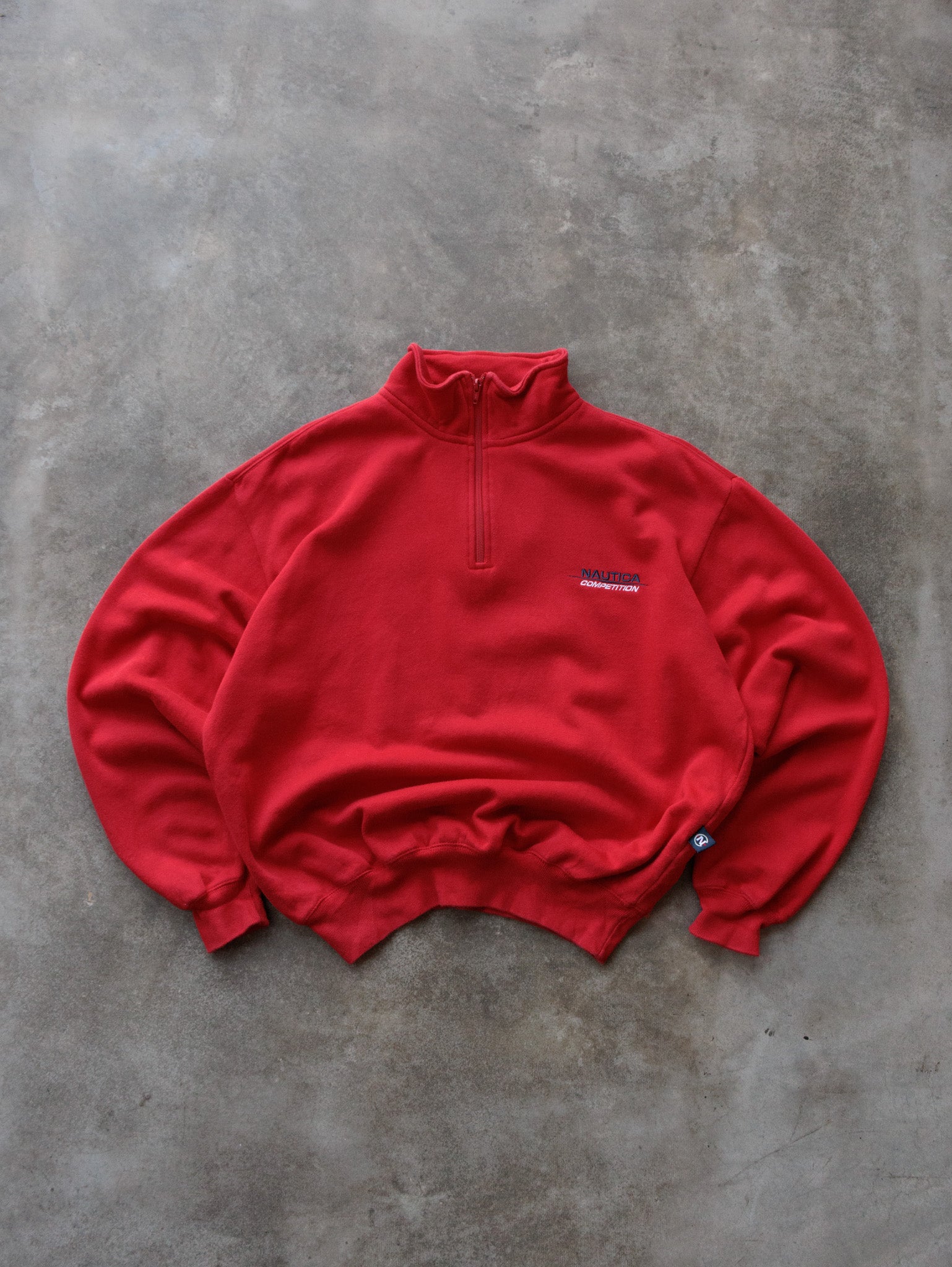 Vintage 90s Red Nautica Competition Fleece Quarter Zip (M)