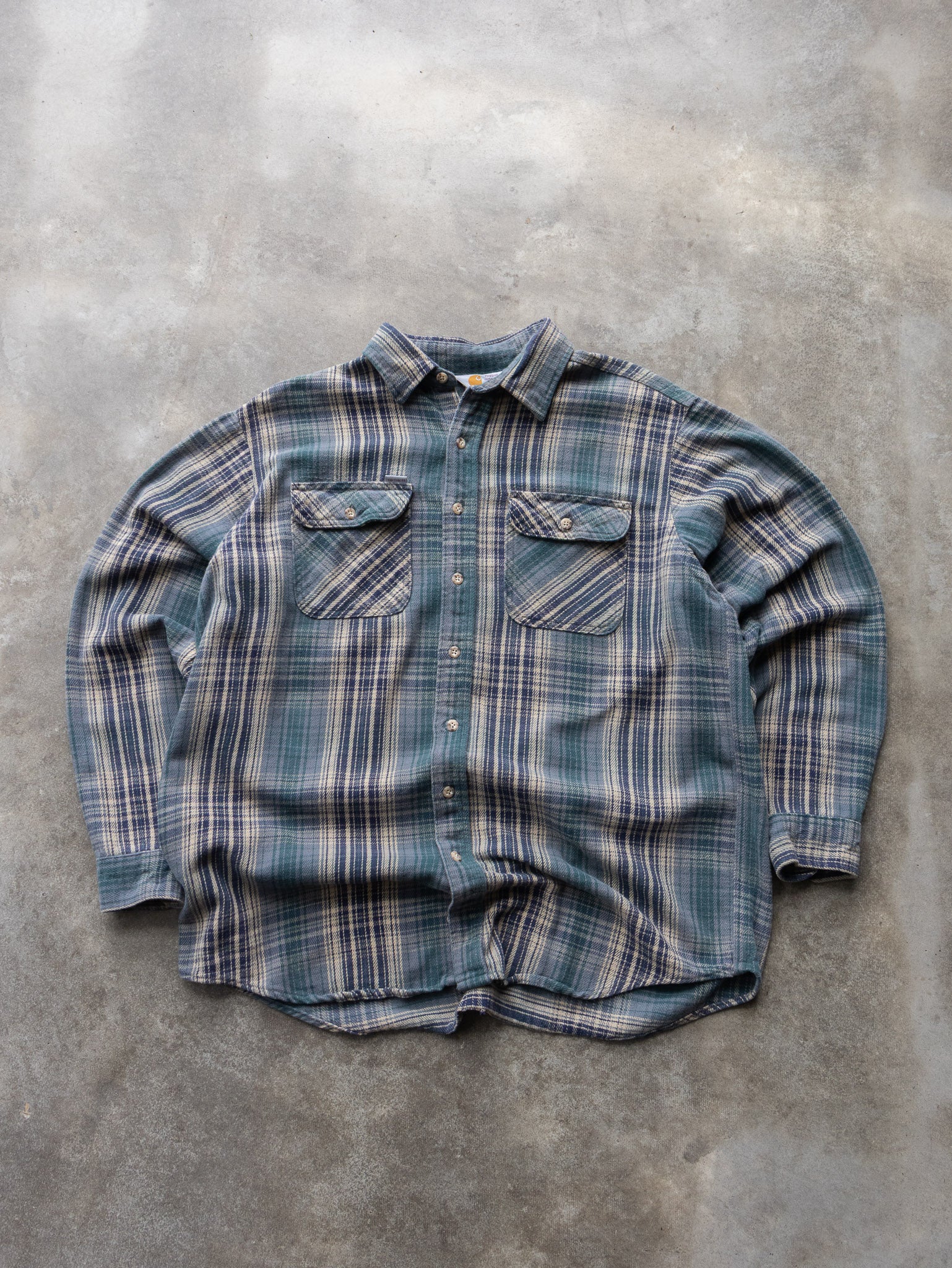 Vintage Blue & Green Carhartt Flannel Shirt (L)