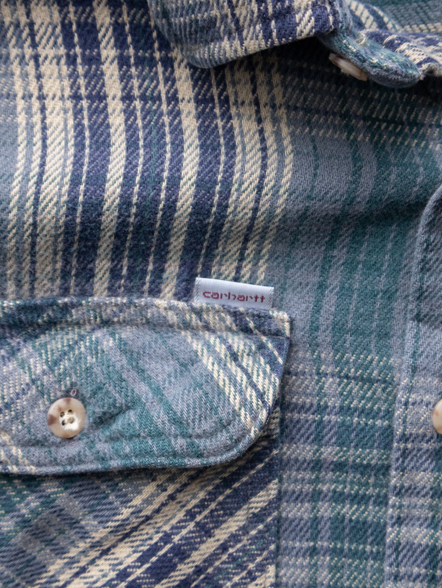 Vintage Blue & Green Carhartt Flannel Shirt (L)