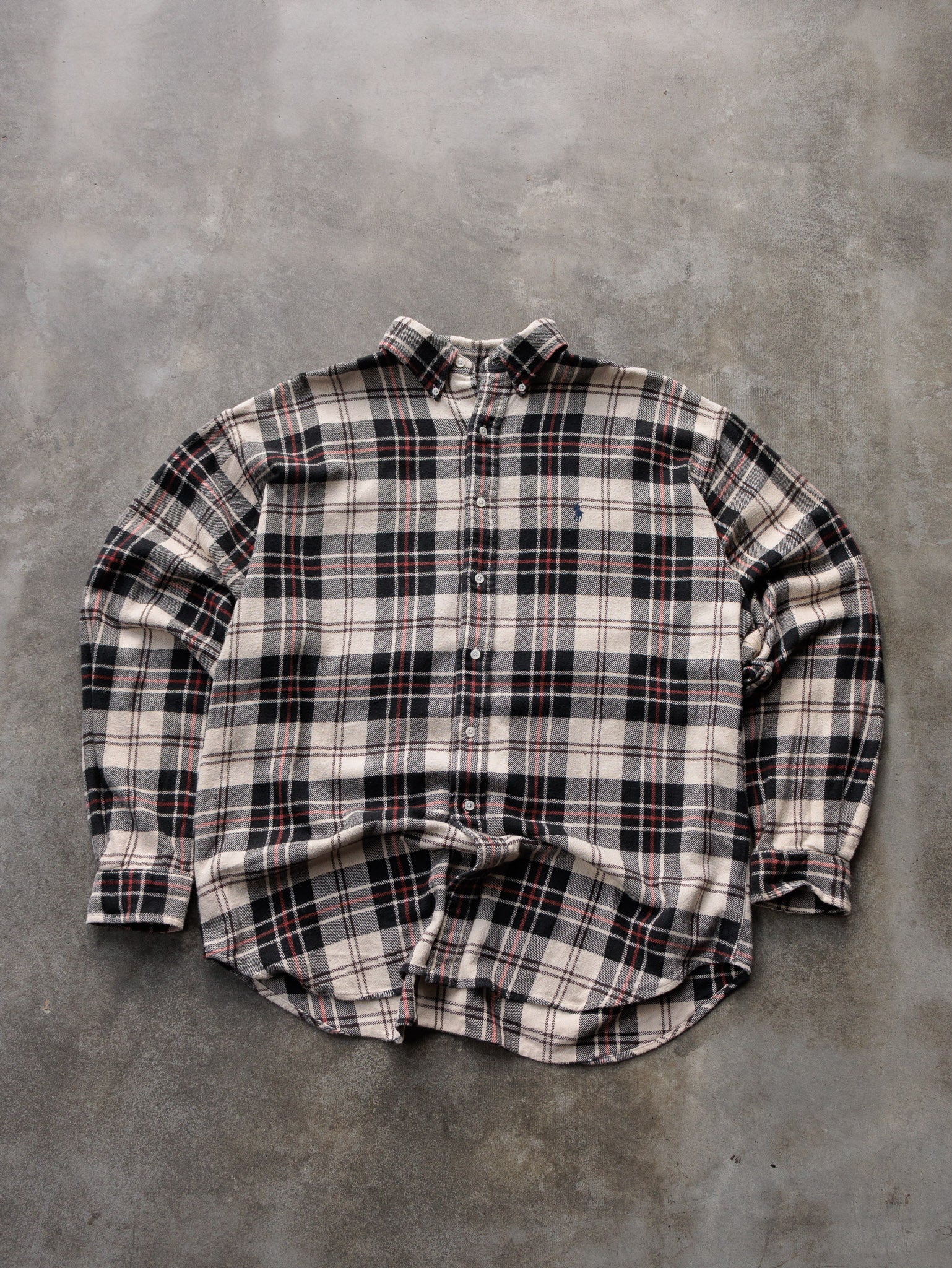 Vintage Black & Cream Ralph Lauren Flannel Shirt (XL)