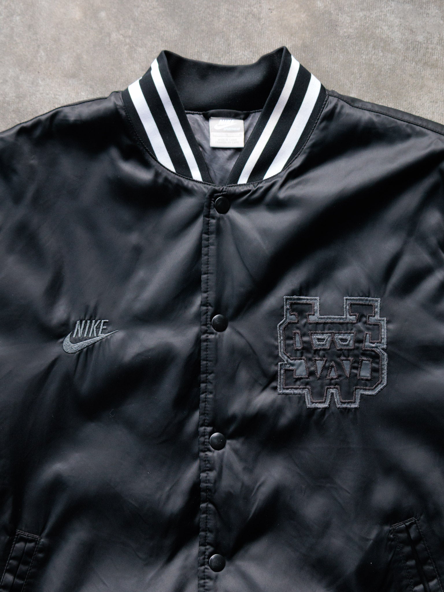 Vintage Black Nike Satin Bomber Jacket (L)