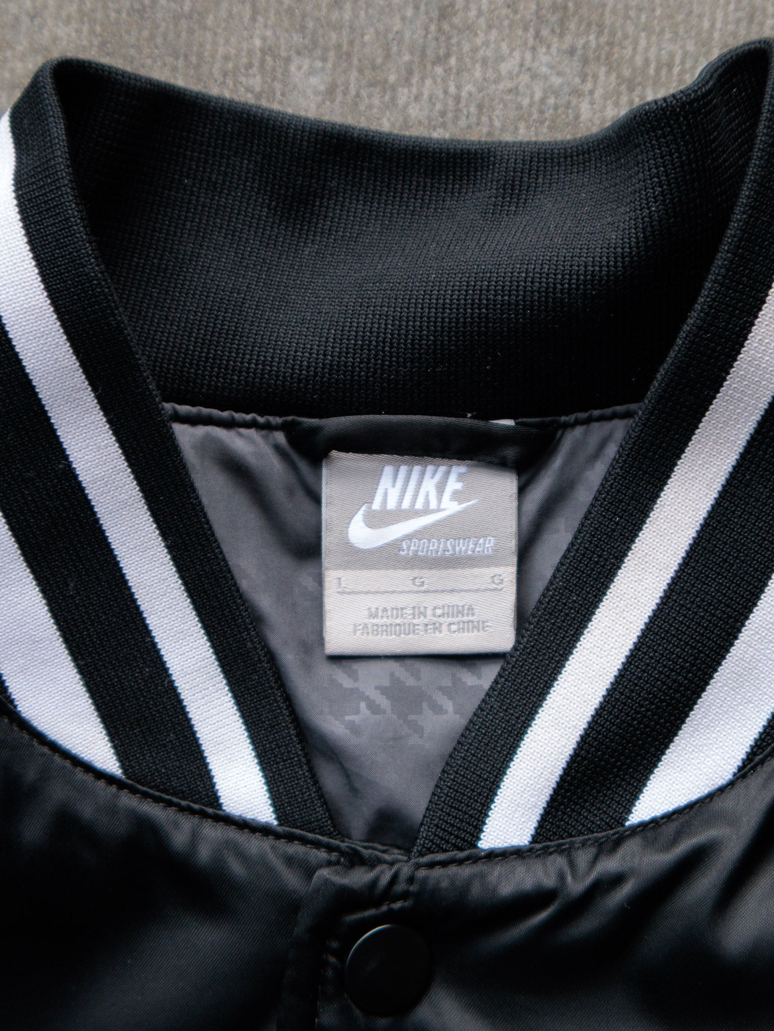 Vintage Black Nike Satin Bomber Jacket (L)