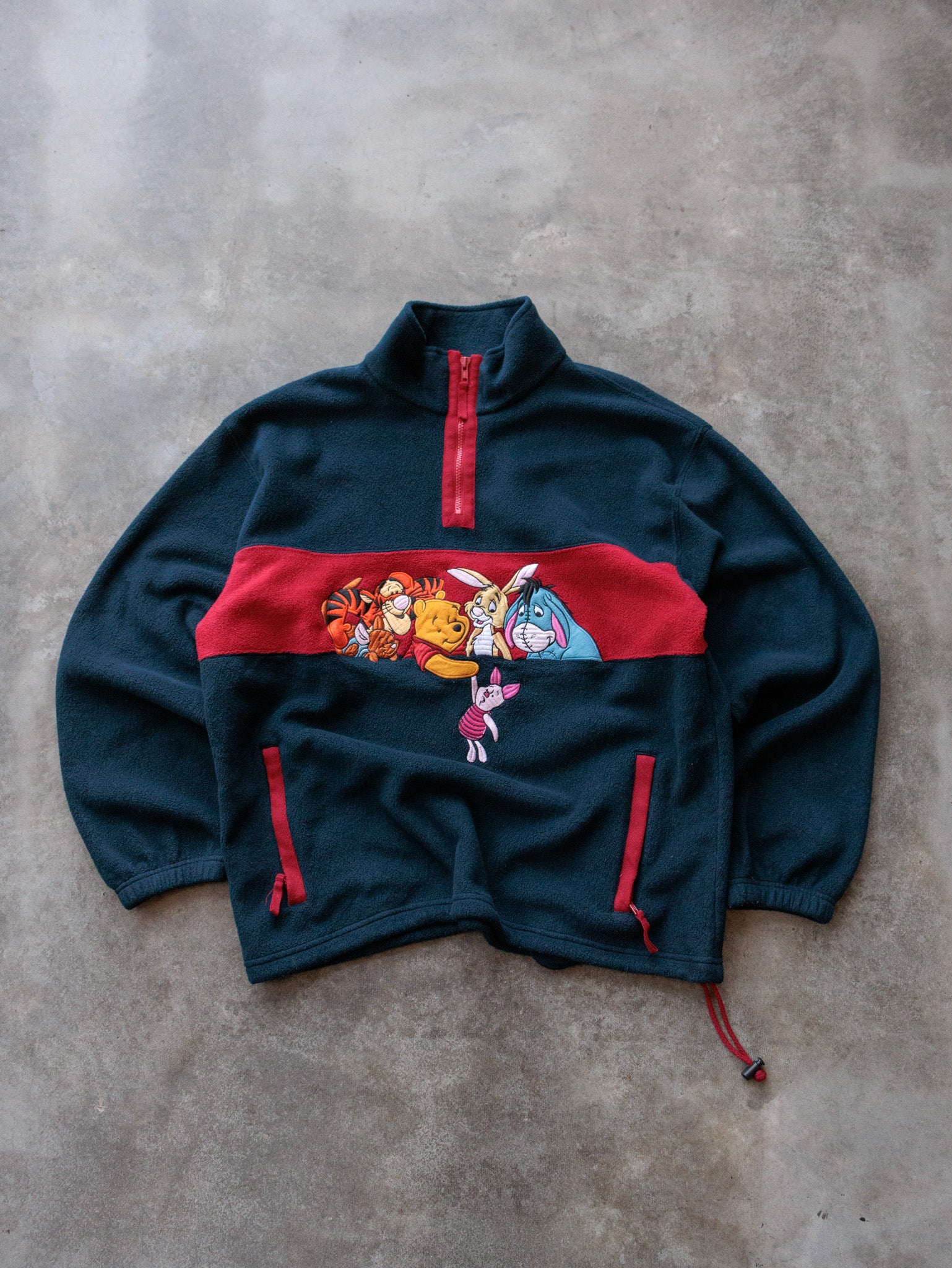 Vintage 00s Navy Disney Winnie the Pooh Fleece Quarter Zip (M)