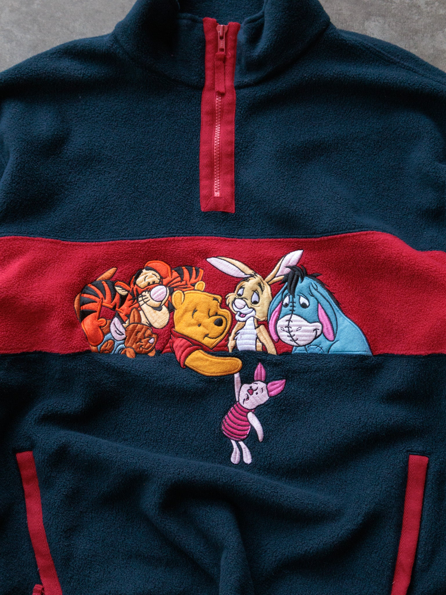 Vintage 00s Navy Disney Winnie the Pooh Fleece Quarter Zip (M)