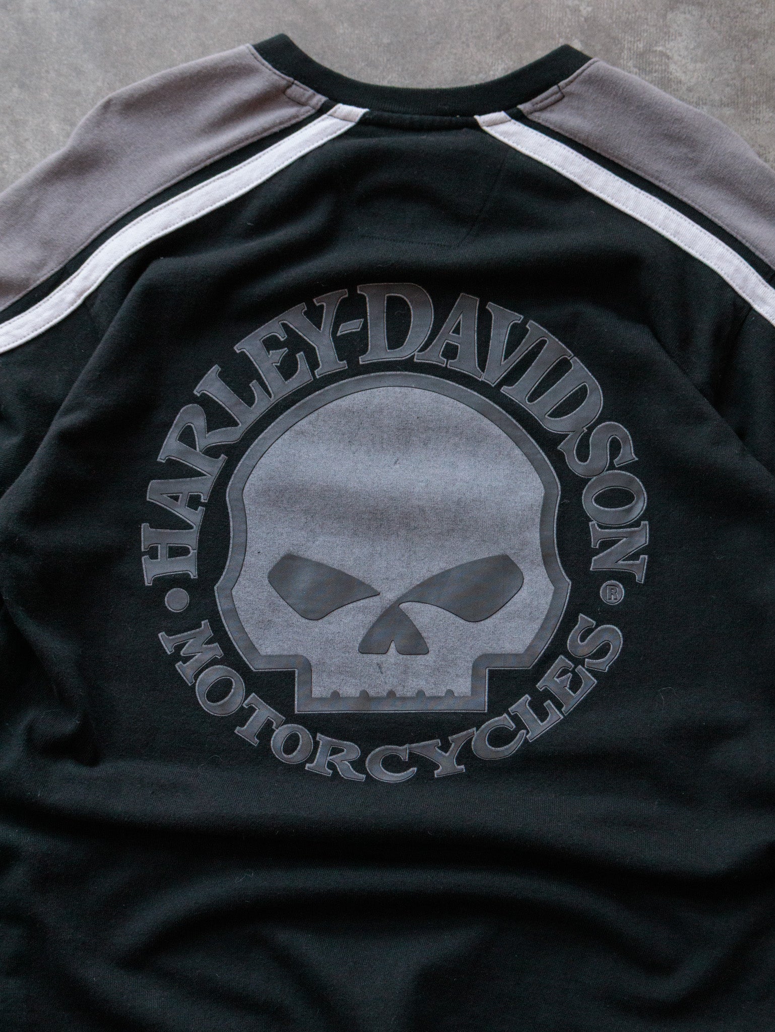 Vintage 00s Black Harley-Davidson Skull Long Sleeve Tee (L)