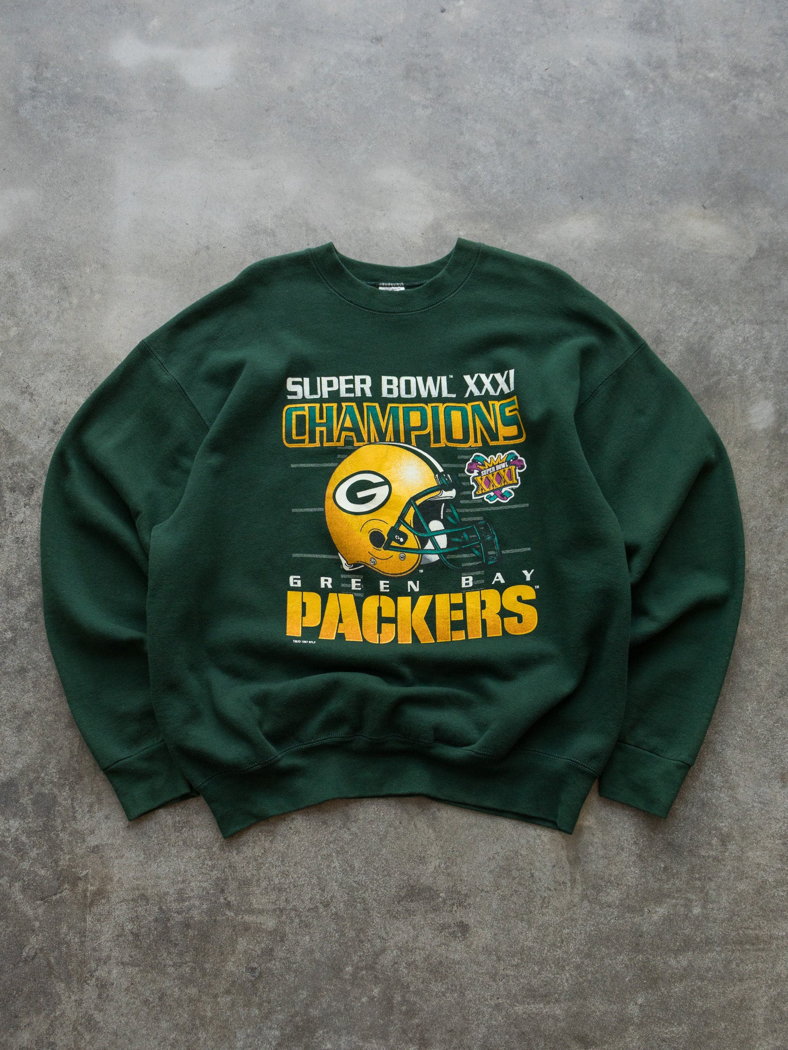 Vintage 1997 Green Bay Packers Super Bowl Champs Sweatshirt (2XL)