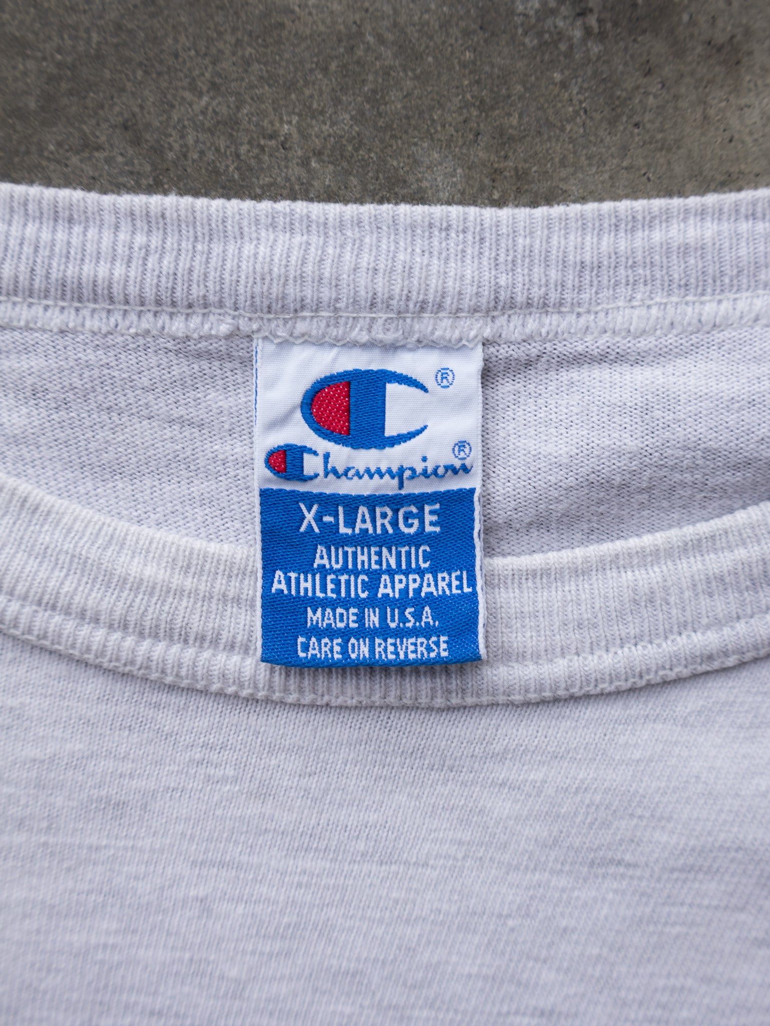 Vintage 90s Grey Champion Spell Out Tee (XL)