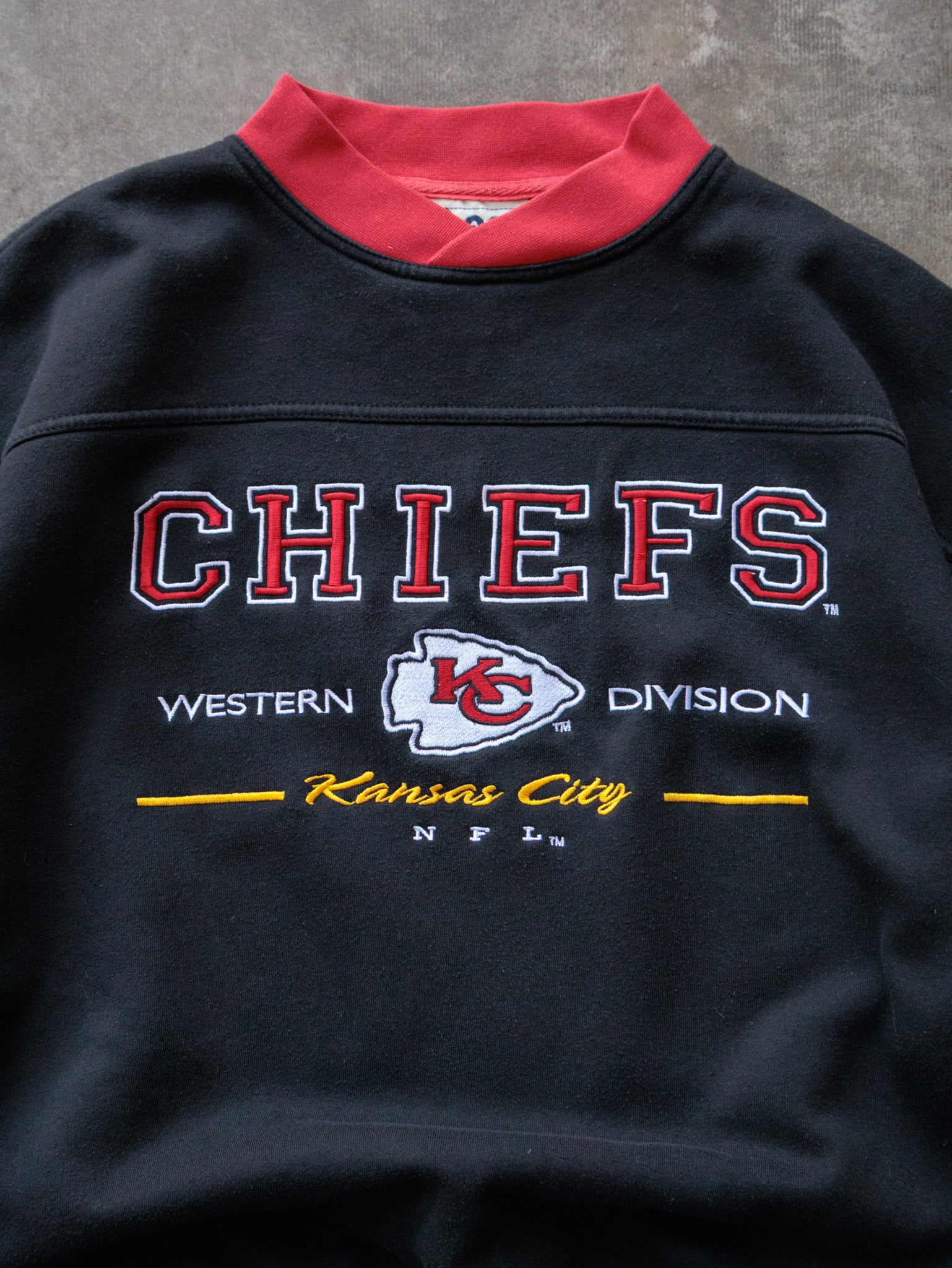 Vintage 90s Black Kansas City Chiefs Lee Sport Mock Neck Sweatshirt (L)