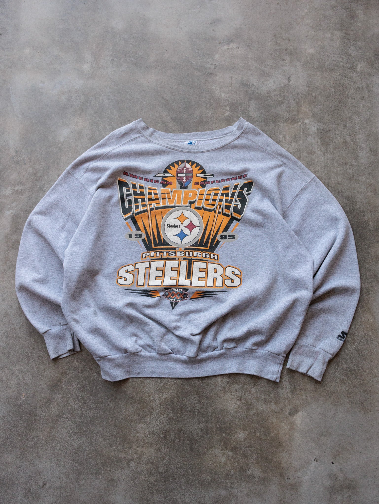 Vintage 1995 Grey Starter Pittsburgh Steelers Sweatshirt (2XL)