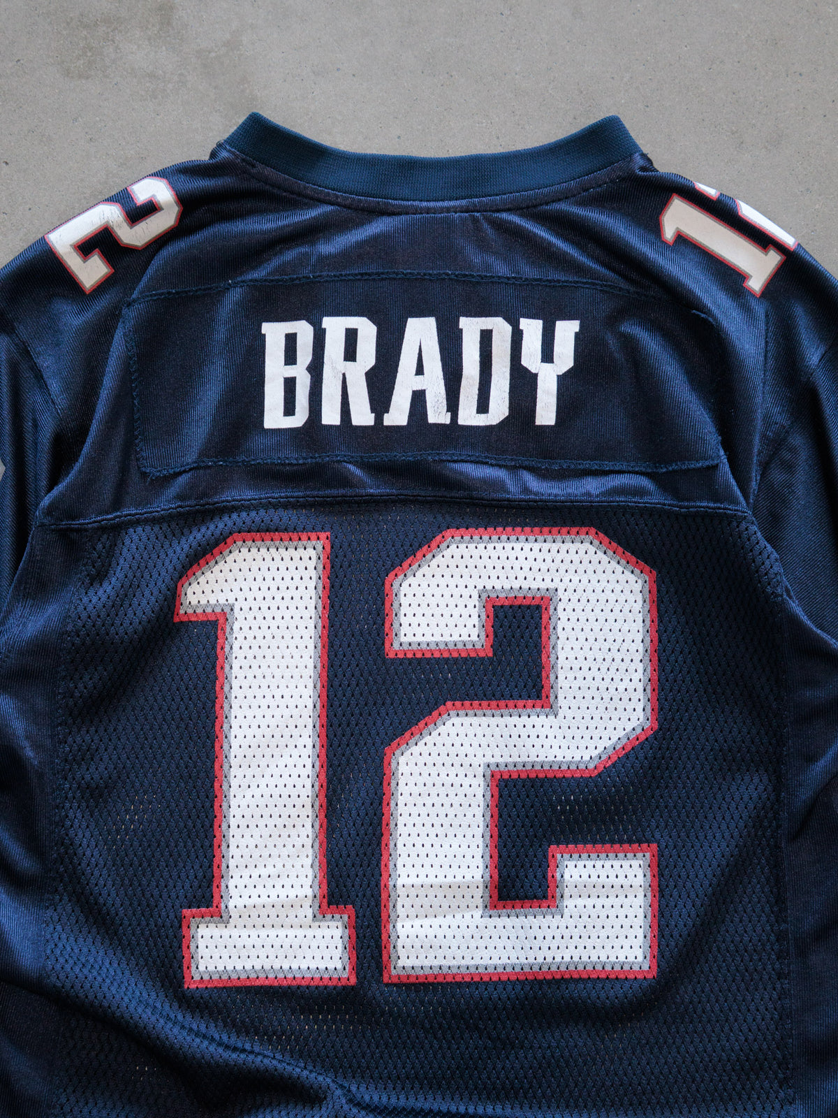 Vintage 00s Navy Reebok New England Patriots Brady Jersey (14-16Y)
