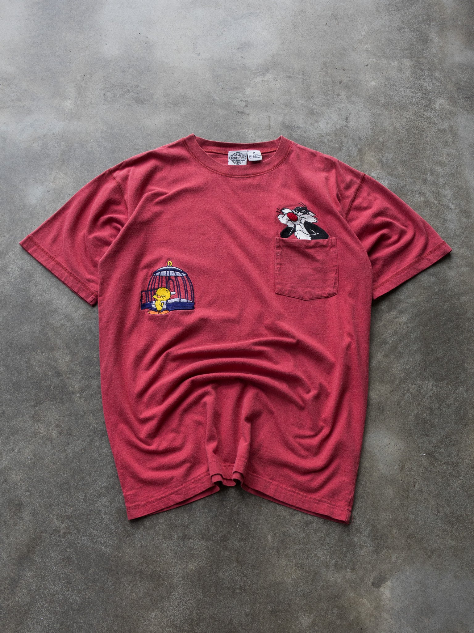 Vintage 90s Looney Tunes Sylvester & Tweety Bird Pocket Tee (M)