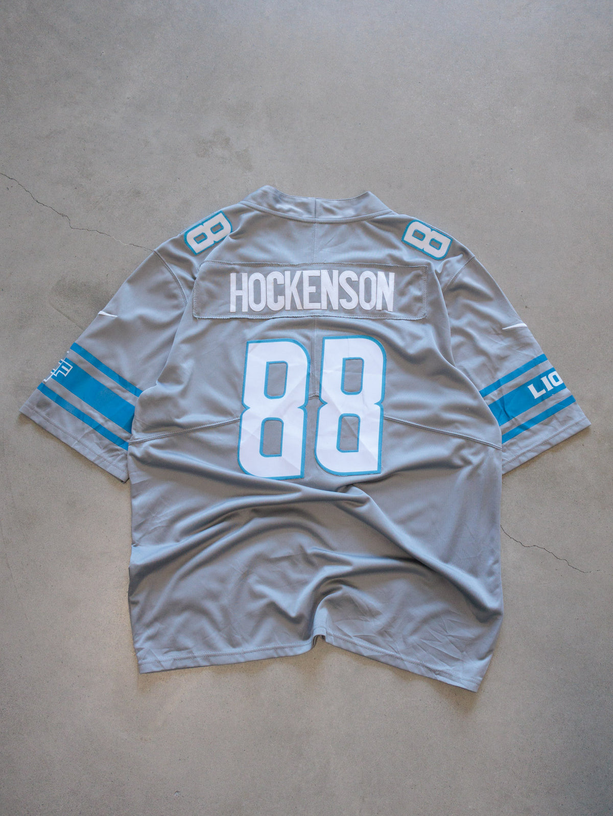 Grey Nike Detroit Lions Hockenson Jersey (L)