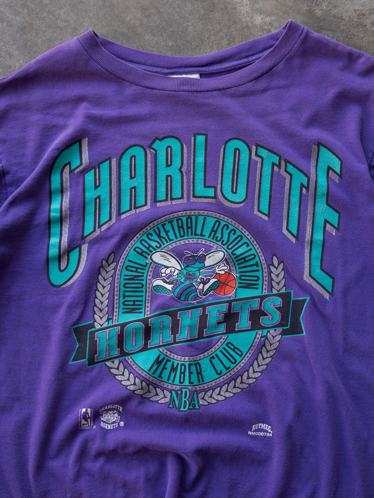 Vintage 90s Purple Charlotte Hornets Tee (L)