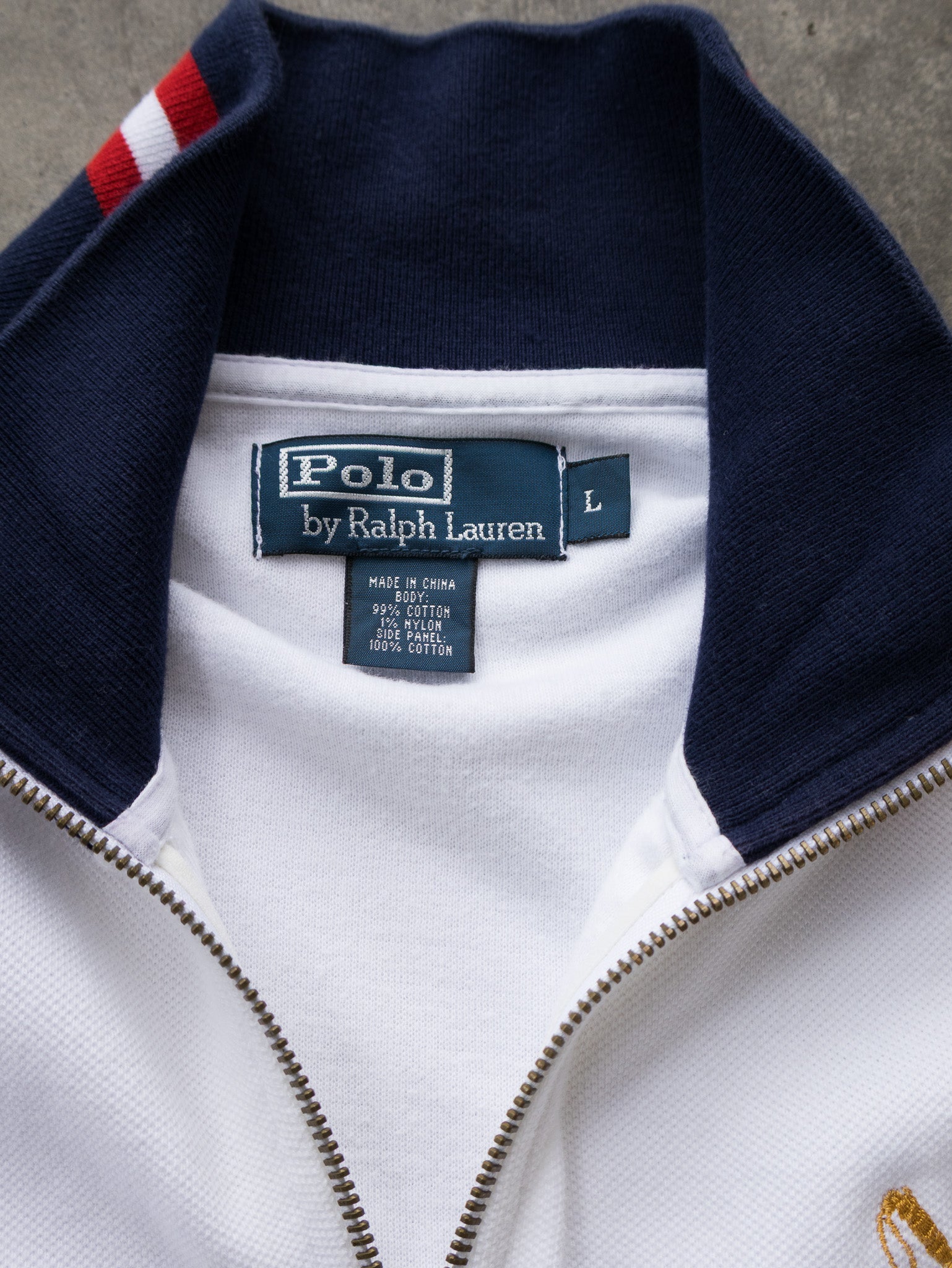 Vintage White Polo Ralph Lauren Track Jacket (L)