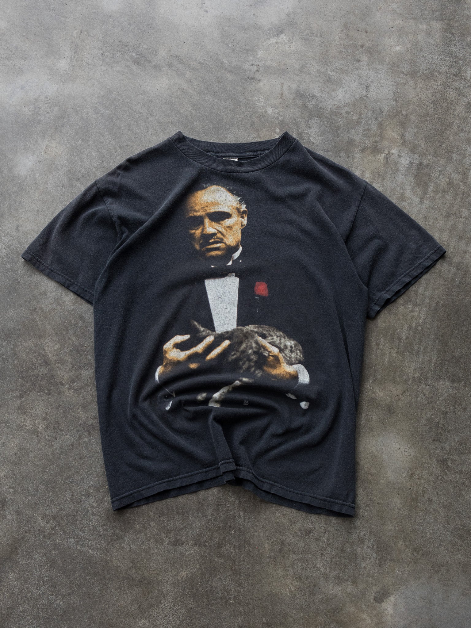 Vintage 90s Faded Black The Godfather Graphic Tee (M)