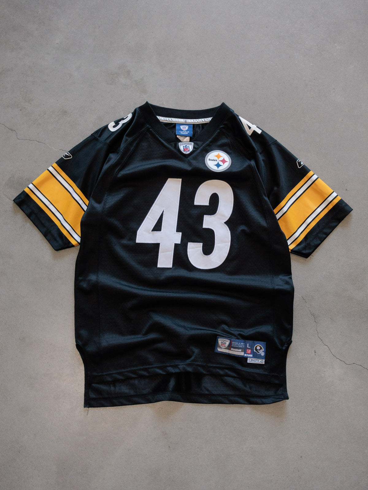 Vintage 00s Black Reebok Pittsburgh Steelers Polamalu Jersey (14-16Y)