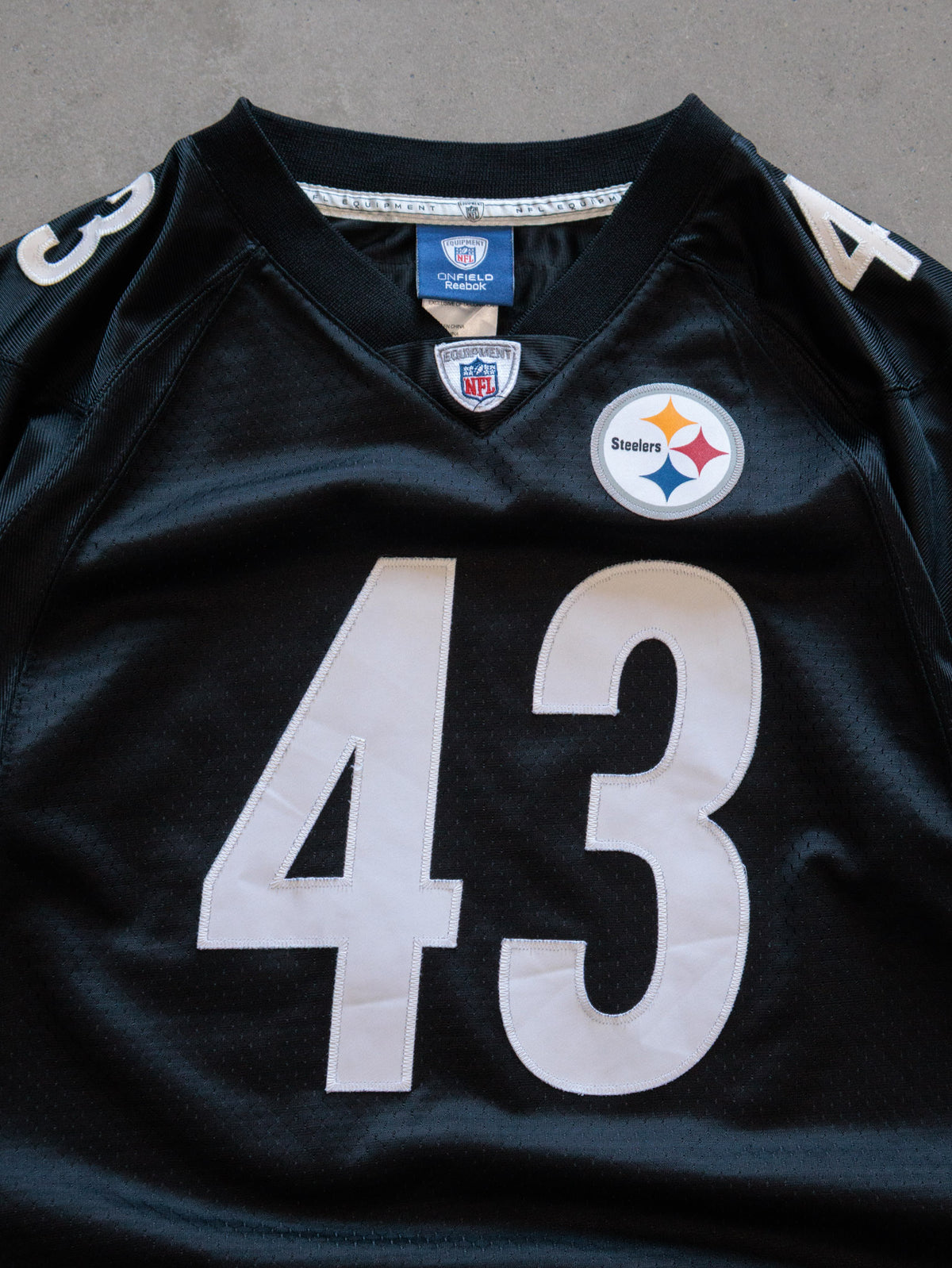 Vintage 00s Black Reebok Pittsburgh Steelers Polamalu Jersey (14-16Y)