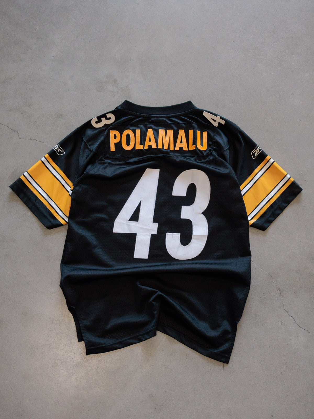 Vintage 00s Black Reebok Pittsburgh Steelers Polamalu Jersey (14-16Y)